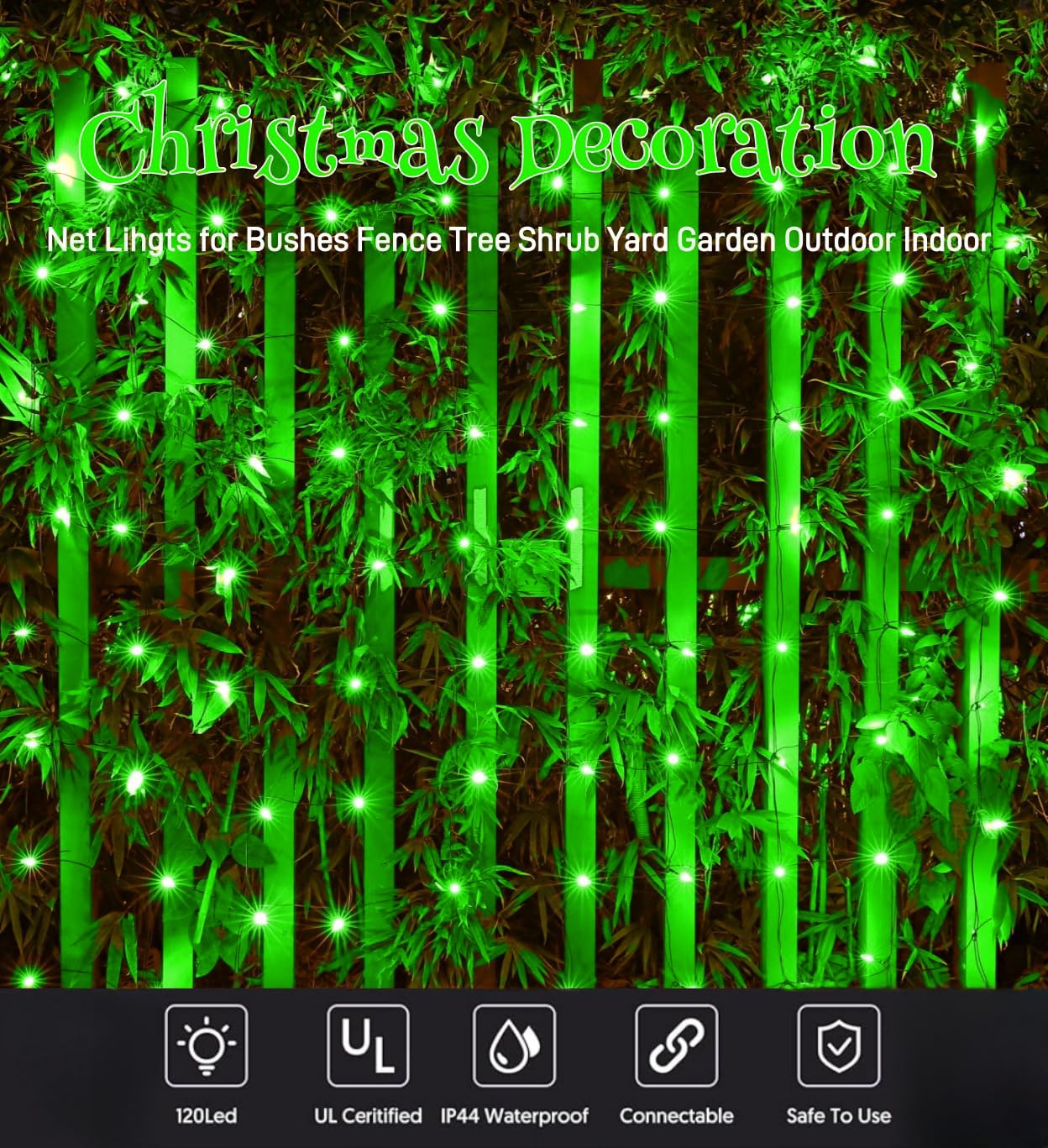 Meteds Led Christmas Net Lights Outdoor,120 Led 6Ftx4Ft Connectable Waterptoof Christmas Lights For Bushes Fence Tree Shrub Yard