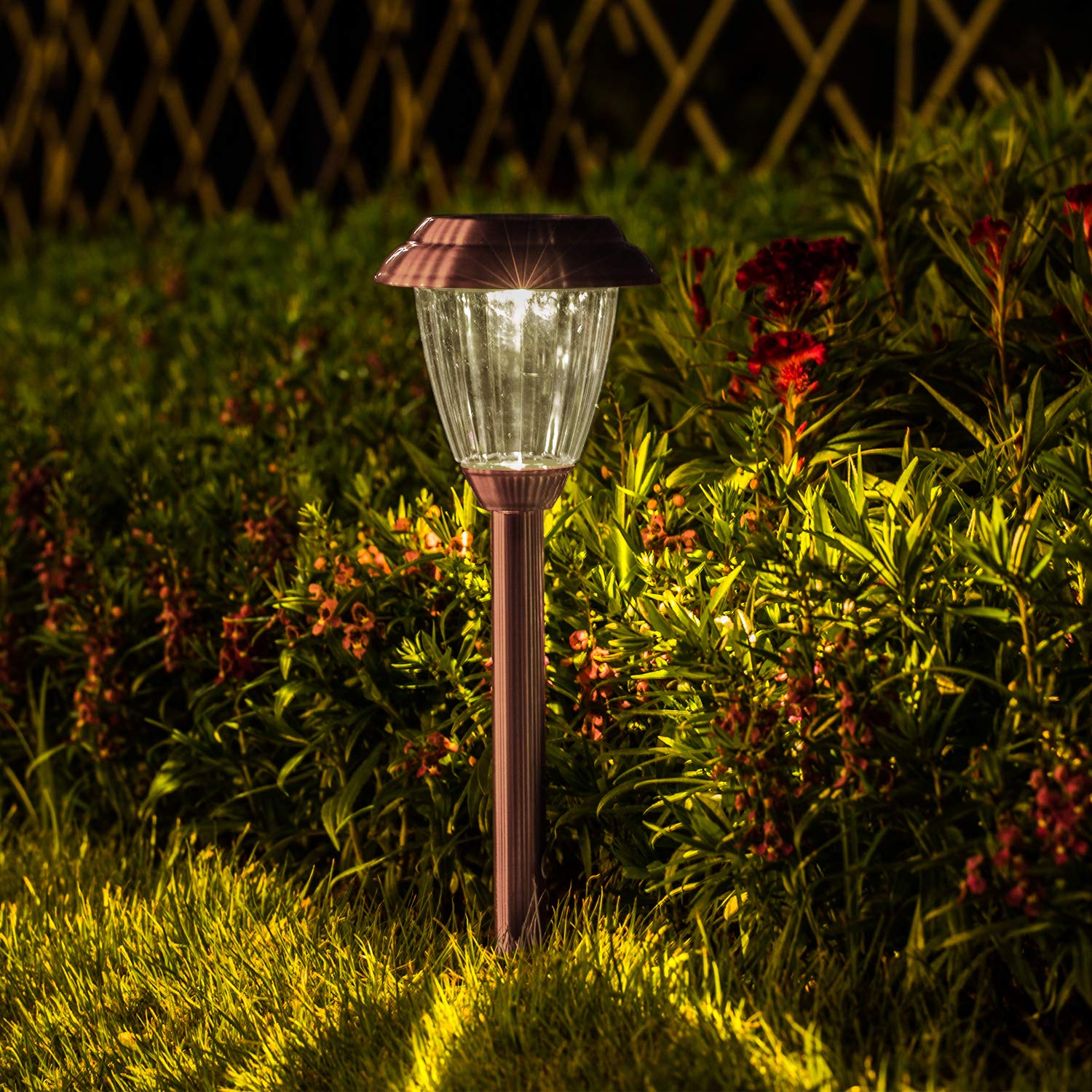 voona Solar Lights Outdoor Pathway - 8 Pack Copper Waterproof Garden Lights - Model JJBH0046 - Brown
