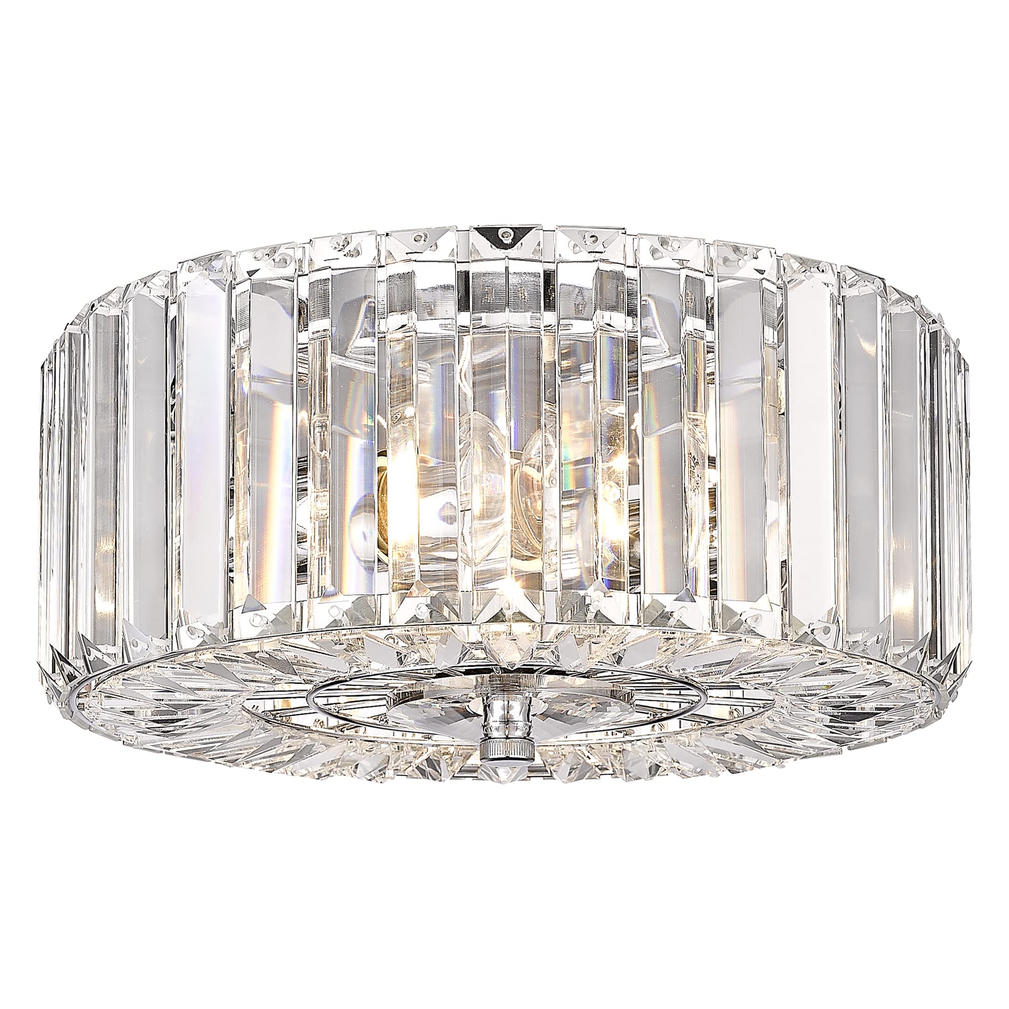 pasentel Crystal Round Flush Mount Modern Close to Ceiling Light Fixture, Chrome Ceiling Lights 2-Light Hallway Light Fixtures C