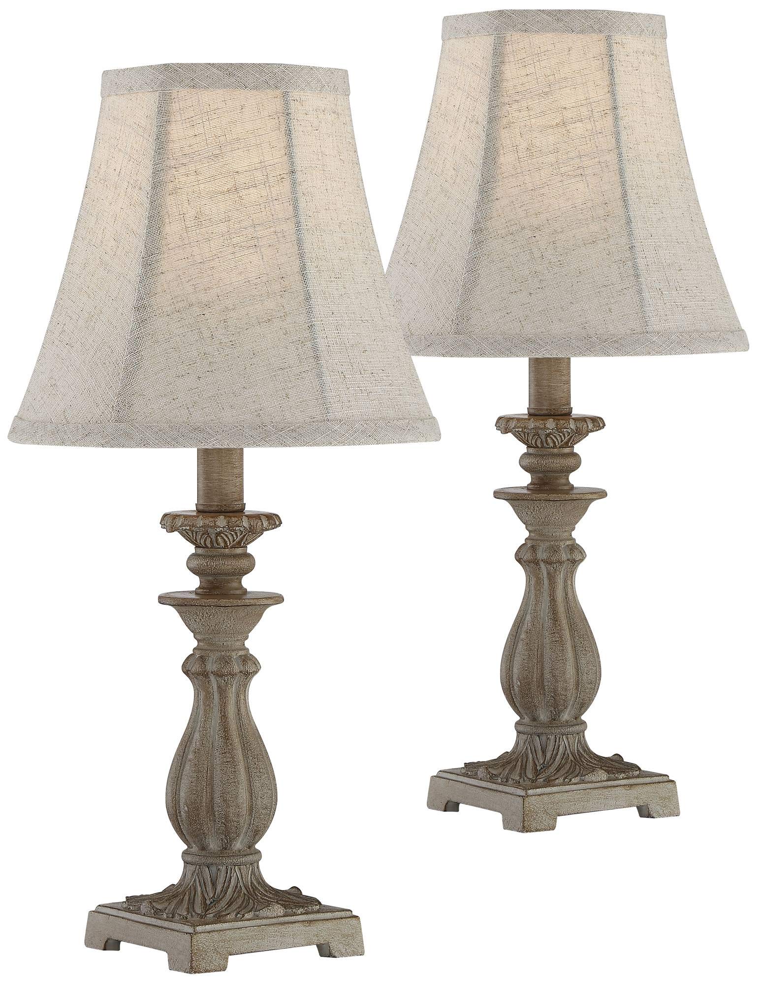 Regency Hill Cali Traditional Vintage Accent Table Lamps 19'' High Set Of 2 Antique Beige Off-White Bell Shade Candlestick For L