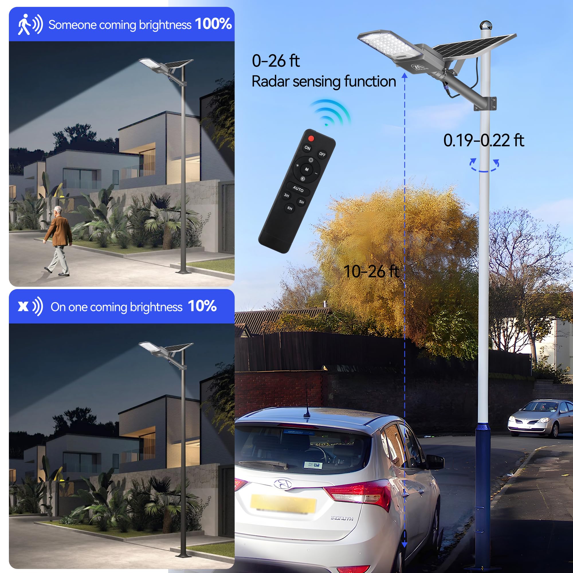 5000W Solar Street Lights Outdoor, 40000Mah Ip67 Waterproof Solar Security Flood Lights 7000K 450000Lm Super Bright Led Beads Co