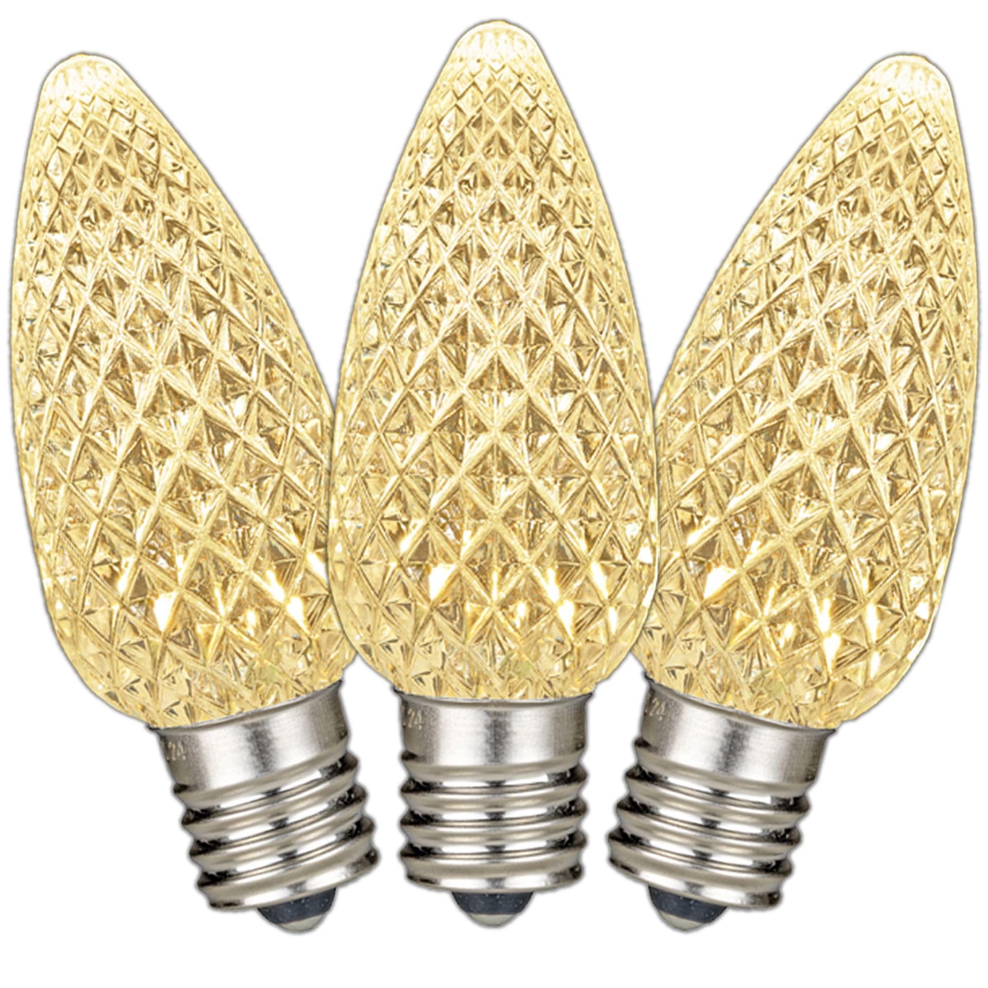 Novelty Lights 25pk Wamr White 2700K C9 LED Faceted Christmas Light Replacement Bulbs  Ultra Bright Dimmable Replacement Lamps for Indoor/Outdoor Light Strings