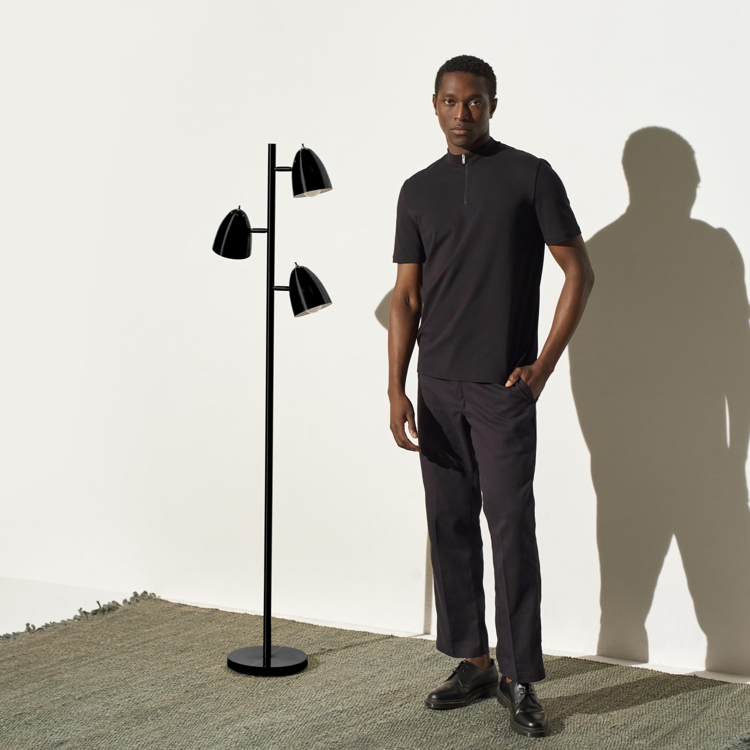 Brightech Jacob LED Floor Lamp, Adjustable 3-Light Tree, Modern Design, Black, Model XF-STB2-ONL3
