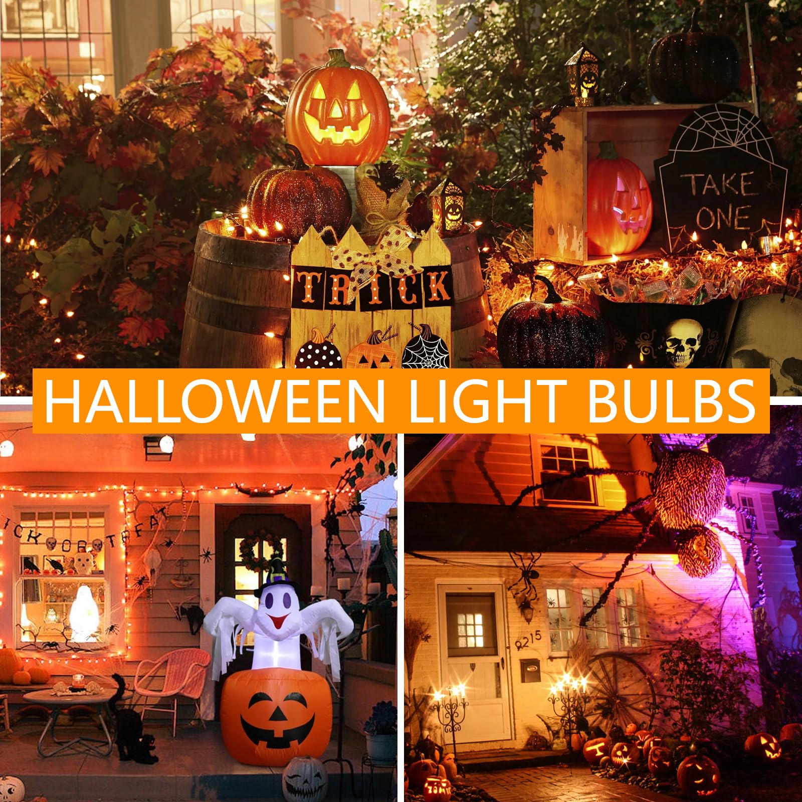 Gonhom 2 Pack A19 Orange Led Light Bulb, 9W Equivalent, E26 Base For Party & Halloween Decor