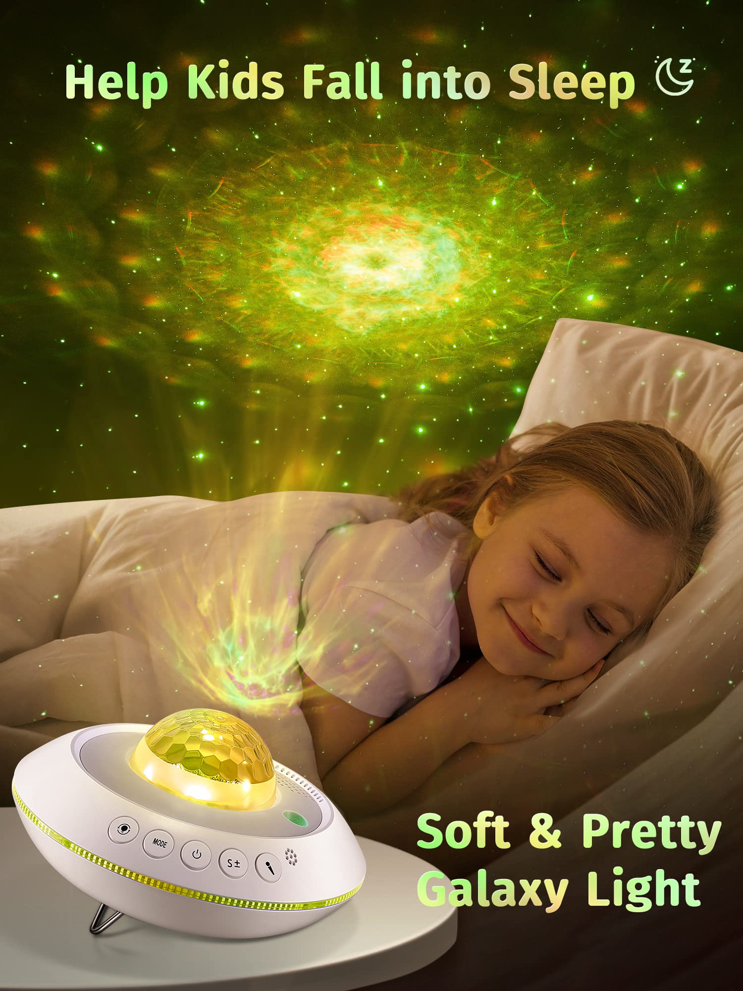 One Fire Galaxy Light Projector Starlight Projector, 41 Light Modes Ceiling Projector With Star Lights For Bedroom, Bluetooth Sp