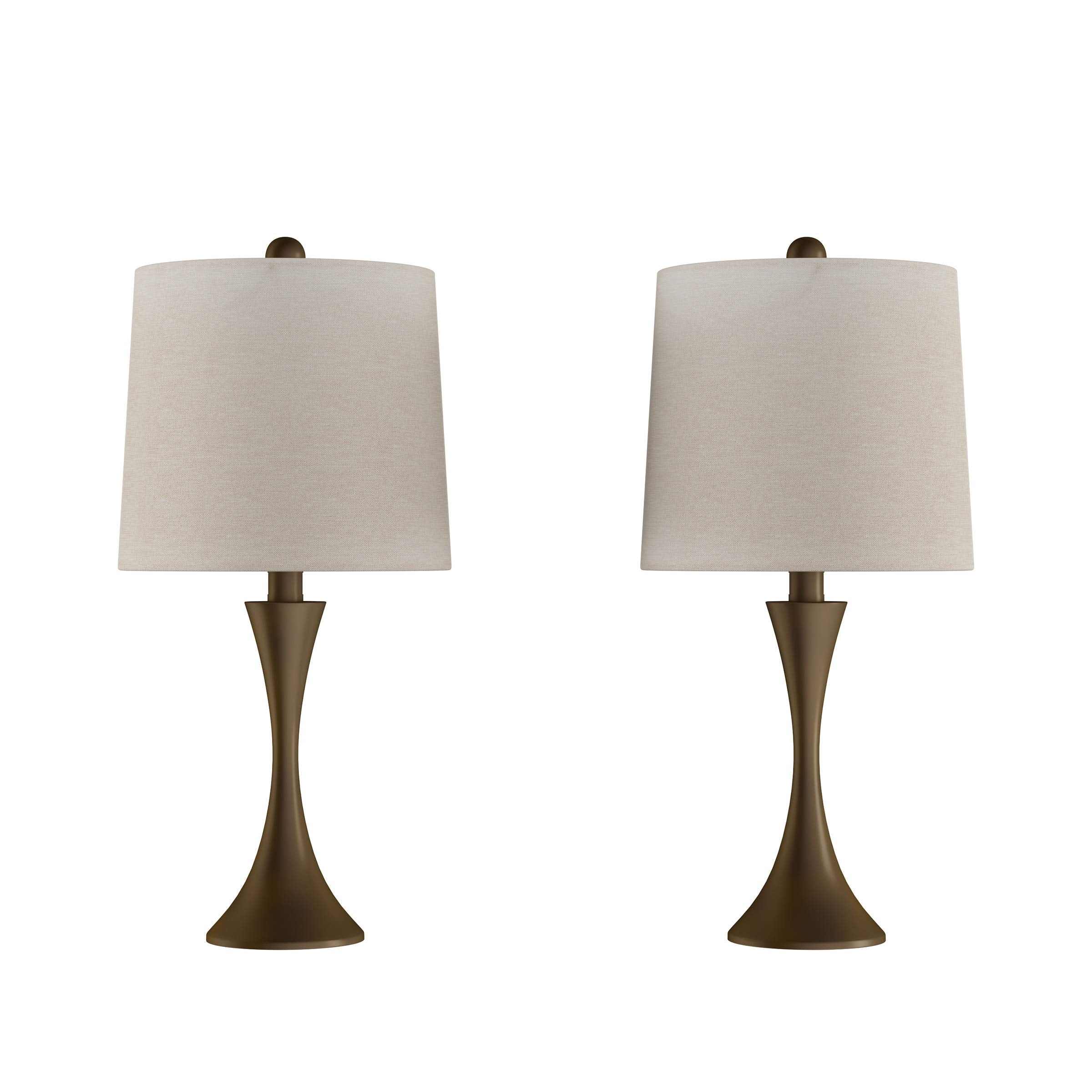 Table Lamps - Set Of 2 Mid-Century Modern Lights With Metal Flared Trumpet Base - Includes Energy Efficient Led Light Bulbs By L