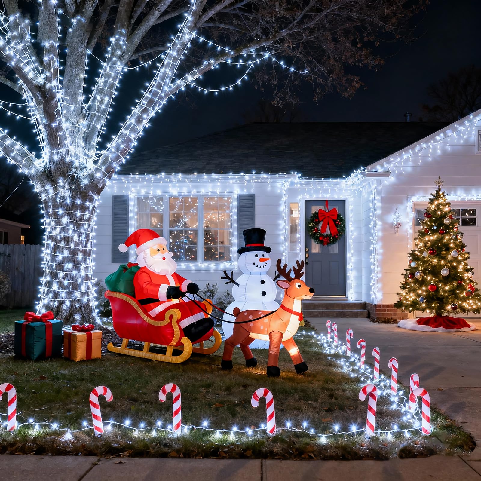 Nielfoi 800 Led Christmas Lights Outdoor Indoor  Christmas String Lights Indoor With 8 Modes Waterproof  Plug In Twinkle Fairy Lights Clear Wire For Xmas Tree  Patio  Wedding  Party Decor  White