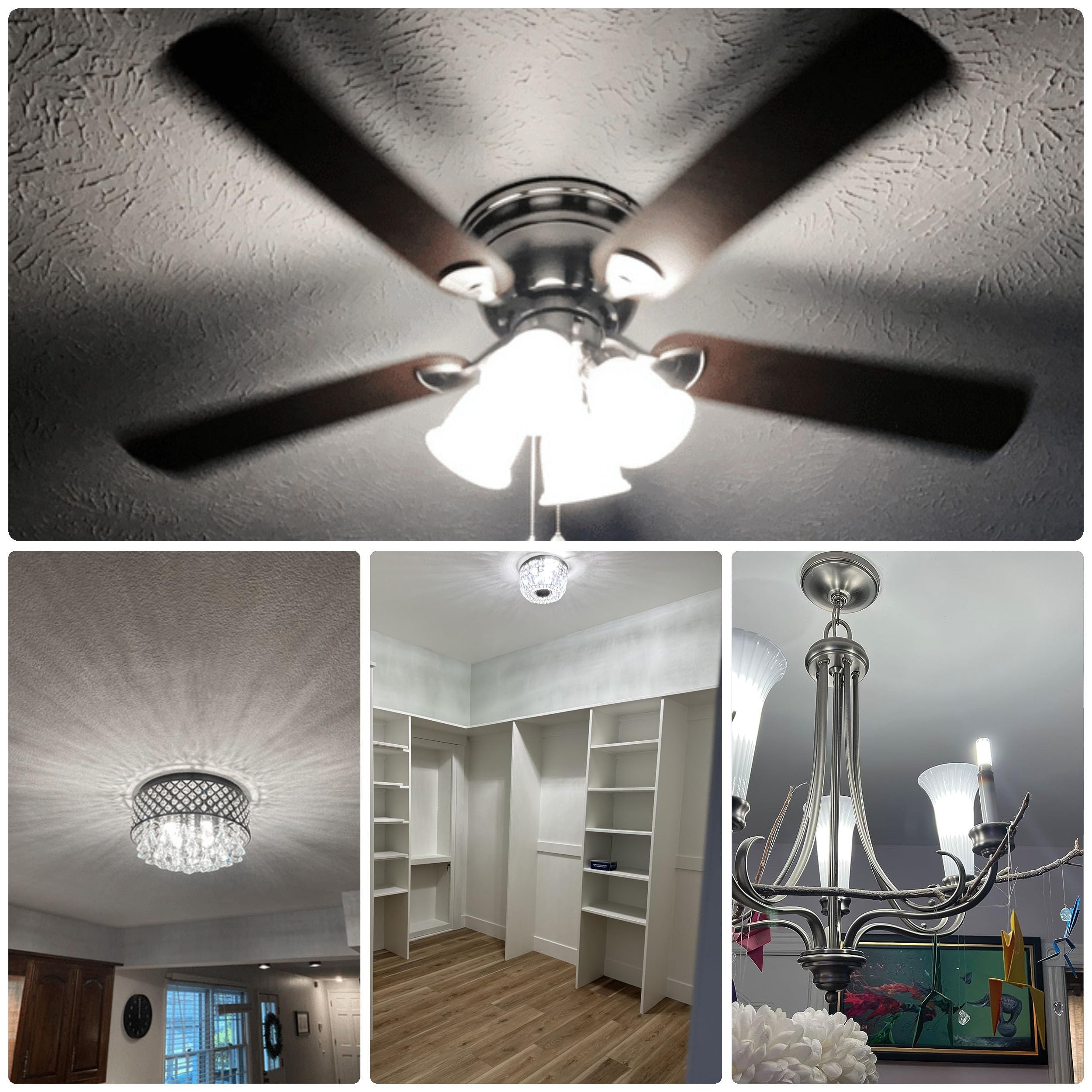 Alide E12 100W Led Candelabra Bulbs Replacement C7,5000K Daylight White,1200Lm T6 10W Led E12 Candle Light Bulbs For Ceiling Fan