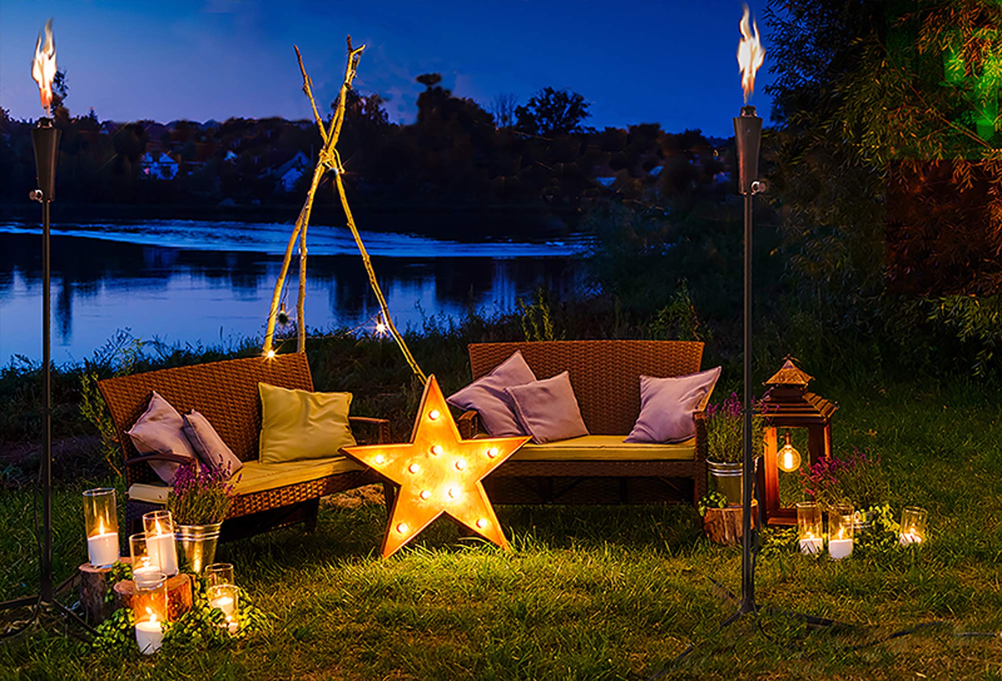 20lb Outdoor Propane Gas Tiki Style Torch - Easily Transform Your Place Into an Elegant Paradise with this Portable 71 inch Long