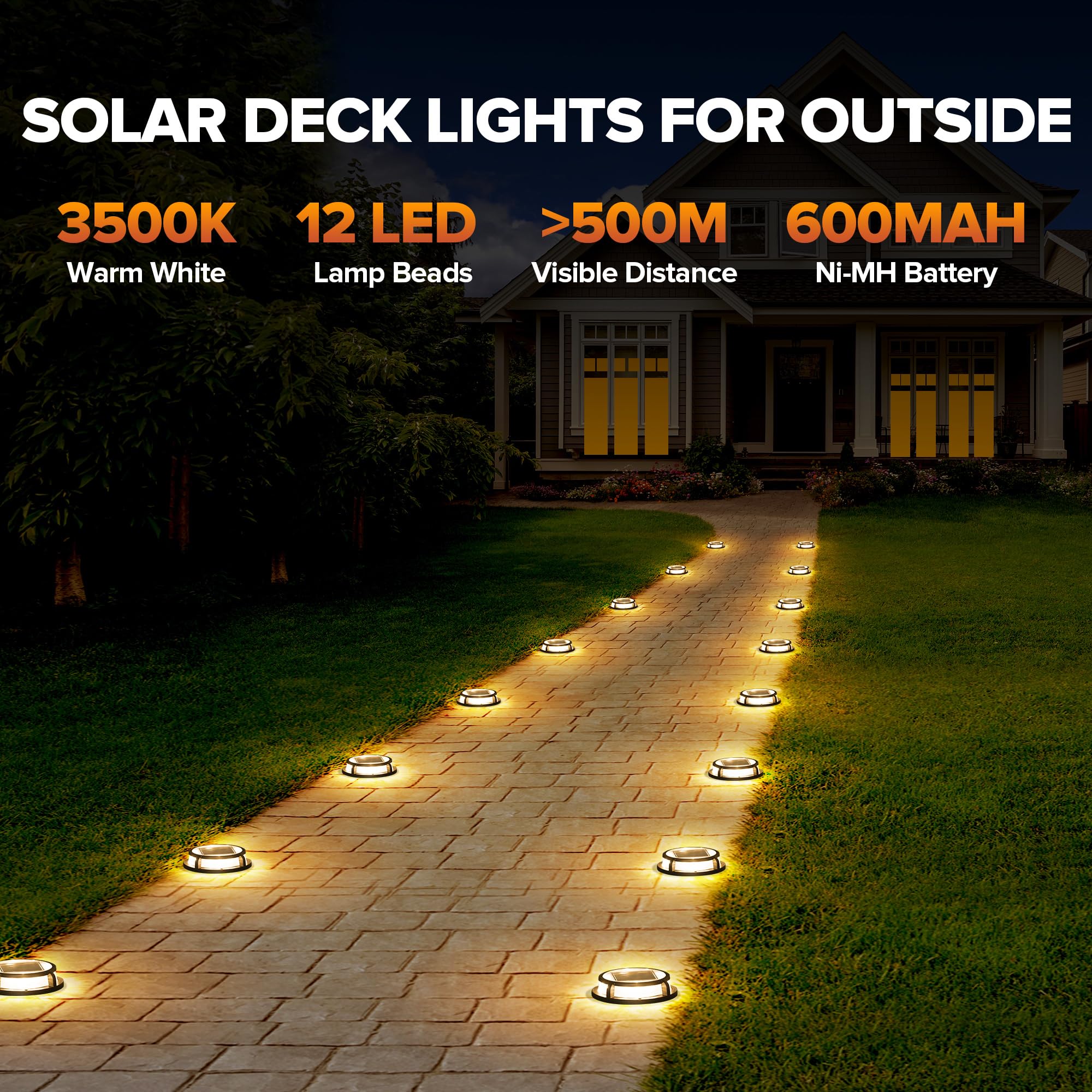 LUTEC Solar Driveway Lights, 12 LEDs, IP67 Waterproof, 4 Pack, Black, Model 6936105012