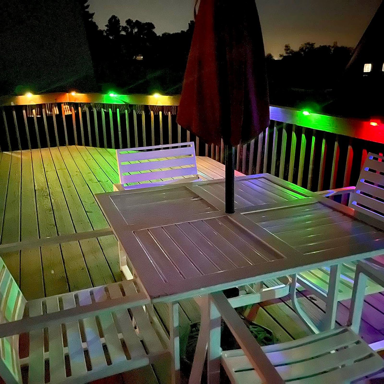 DenicMic 16 Pack Waterproof LED Solar Step Lights - Multicolor Outdoor Decoration for Decks, Stairs & Patios (Model CL-STEP01)