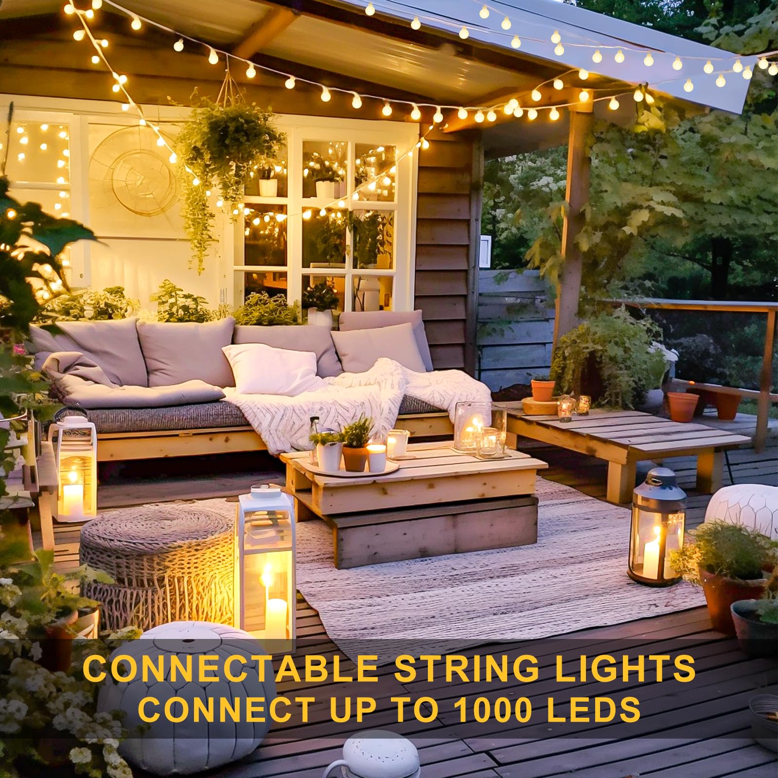 JMEXSUSS 100ft Globe String Lights 200 LED Warm White Waterproof Plug-in with Remote, Model EXS-S-0100-R