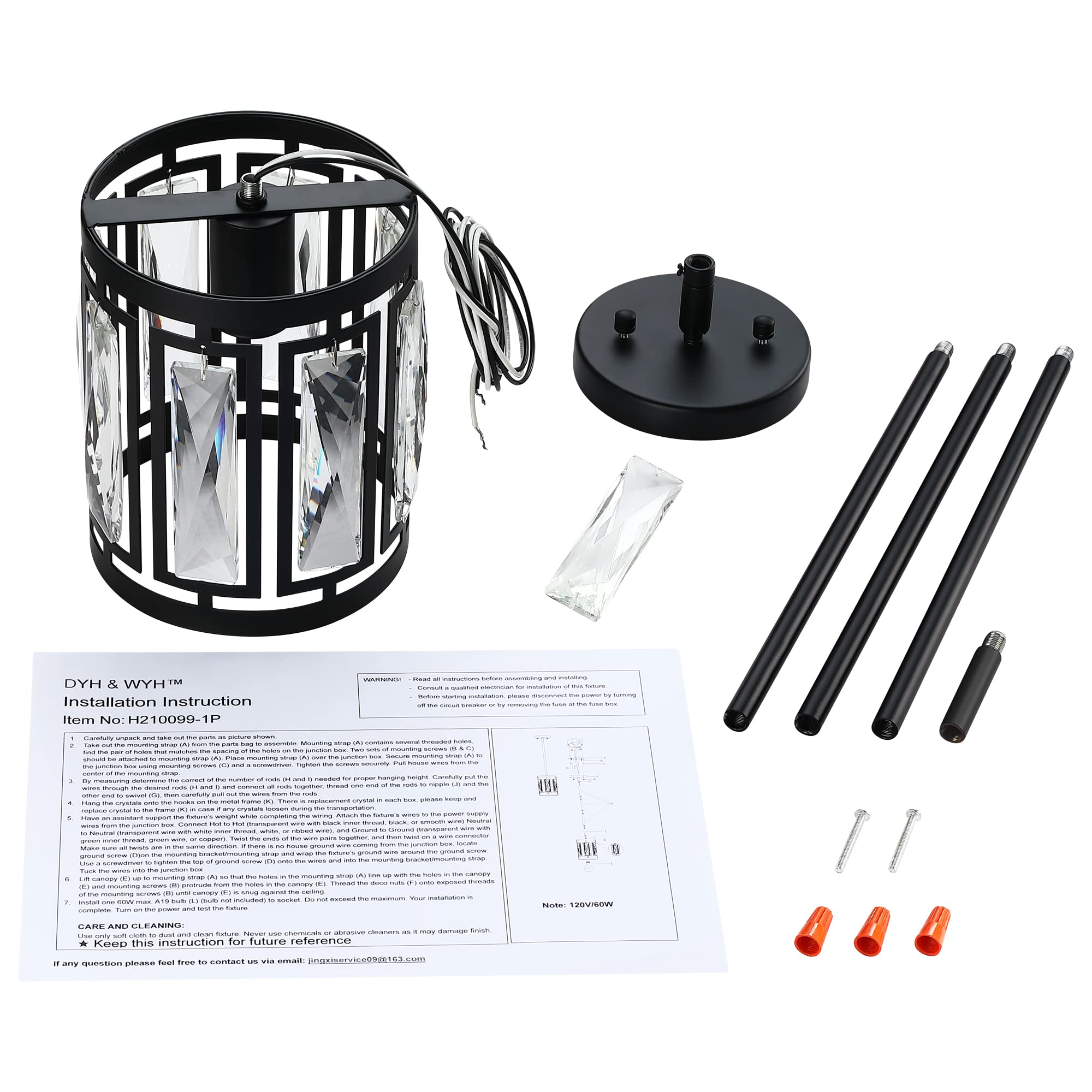 Mini Crystal Semi Flush Mount Ceiling Light, Convertible Hanging Pendant Lighting Fixture For Kitchen Island, Black Drum Shade Close To Ceiling Lights For Hallway Entryway