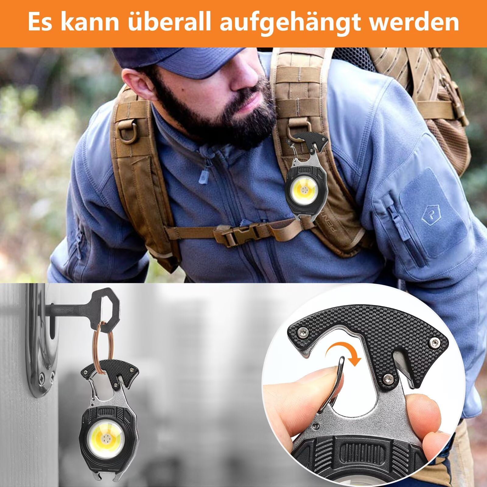 MAKDAK Keychain Flashlight 1600 Lumen Rechargeable 7 Modes 1PC Black Model W5147-1