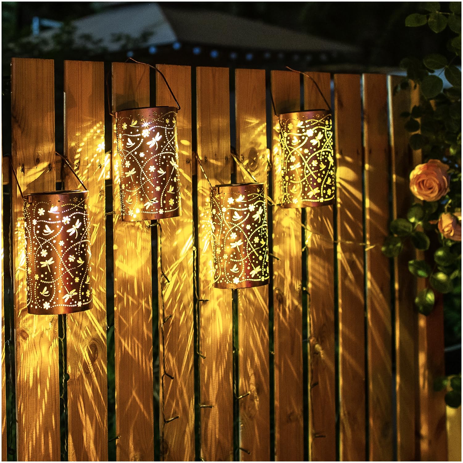 2 Pack Dragonfly Solar Lanterns Outdoor Waterproof Hanging Solar Lights Dragonfly Gifts For Women Men Metal Decorative Led Light
