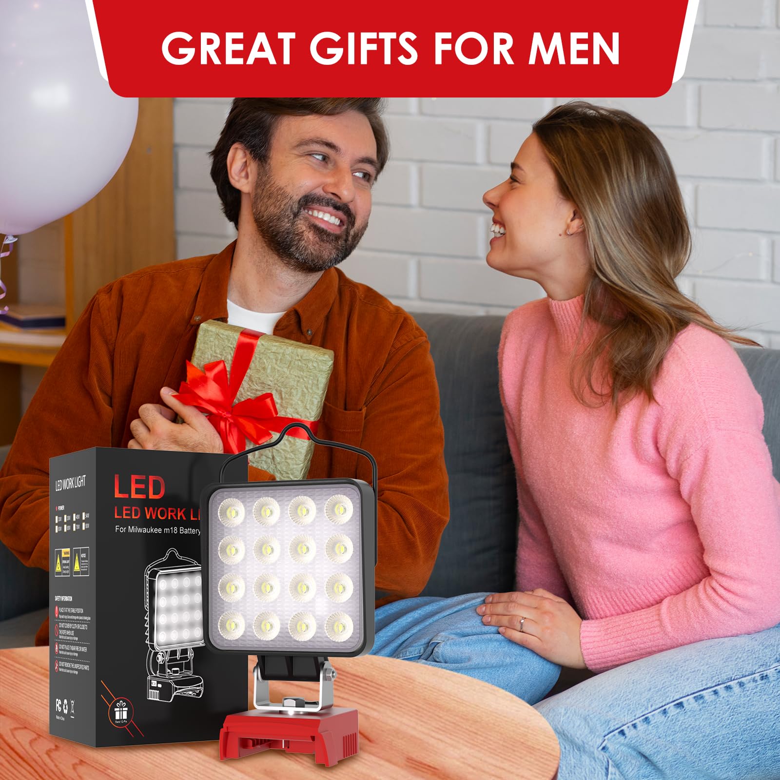 wokelux 76W 10000LM LED Work Light 2 Pack for Milwaukee M18, Cordless with USB/Type-C Charging, Metal Construction