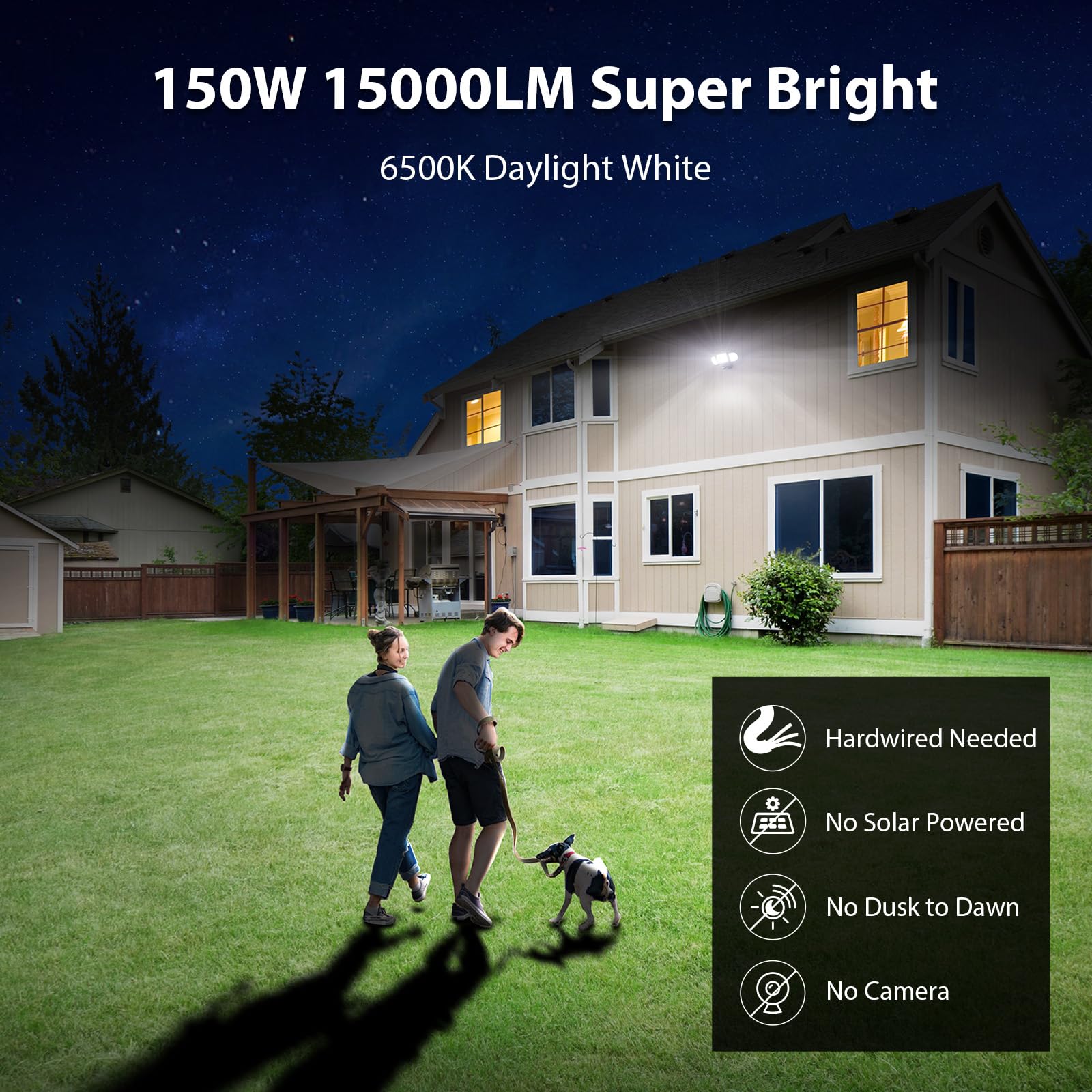 iMaihom 100W Motion Sensor LED Security Flood Lights, 9000LM, 6500K, 3 Adjustable Heads, Black, Model BDD100G-3
