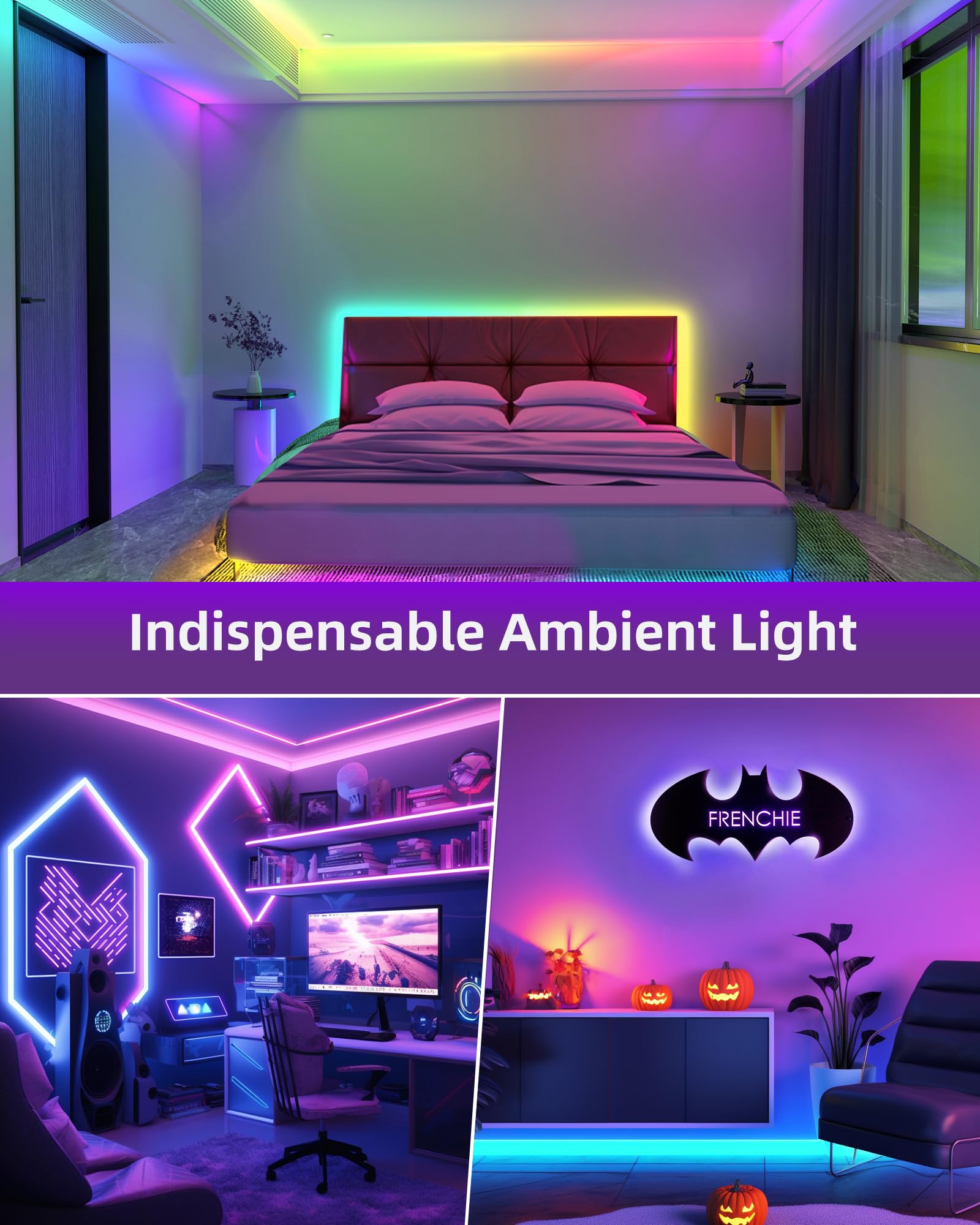 Hitlights Led Strip Lights, 32.8Ft Rgb 5050 Color Changing Kit, Rf Remote, Black, Model L1012V-Mc1-3230-K, Flexible 300Led