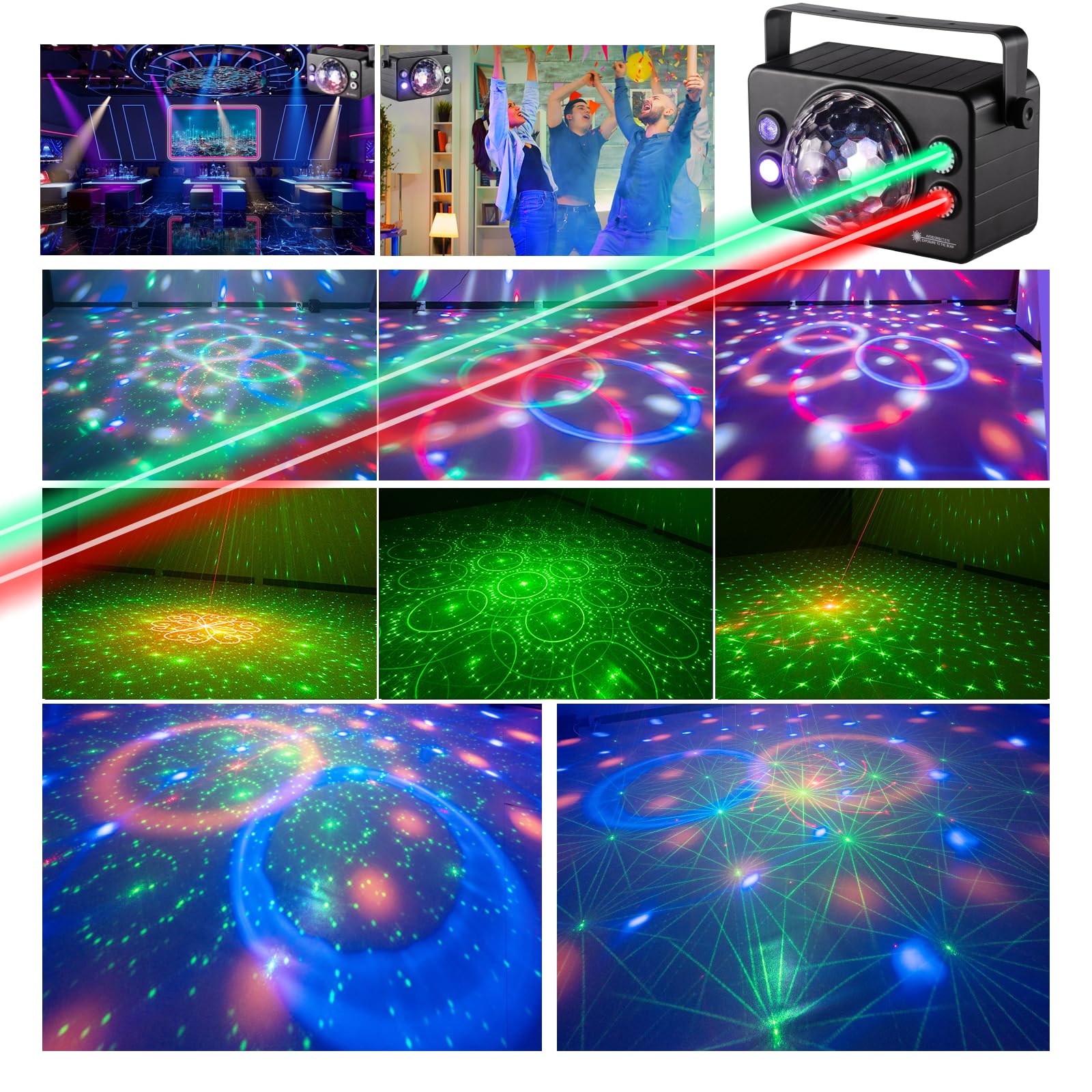 Disco Ball Light Party Lights DJ Disco Lights LED Stage Strobe Light Sound Activated with Remote Control for for Parties Xmas Cl
