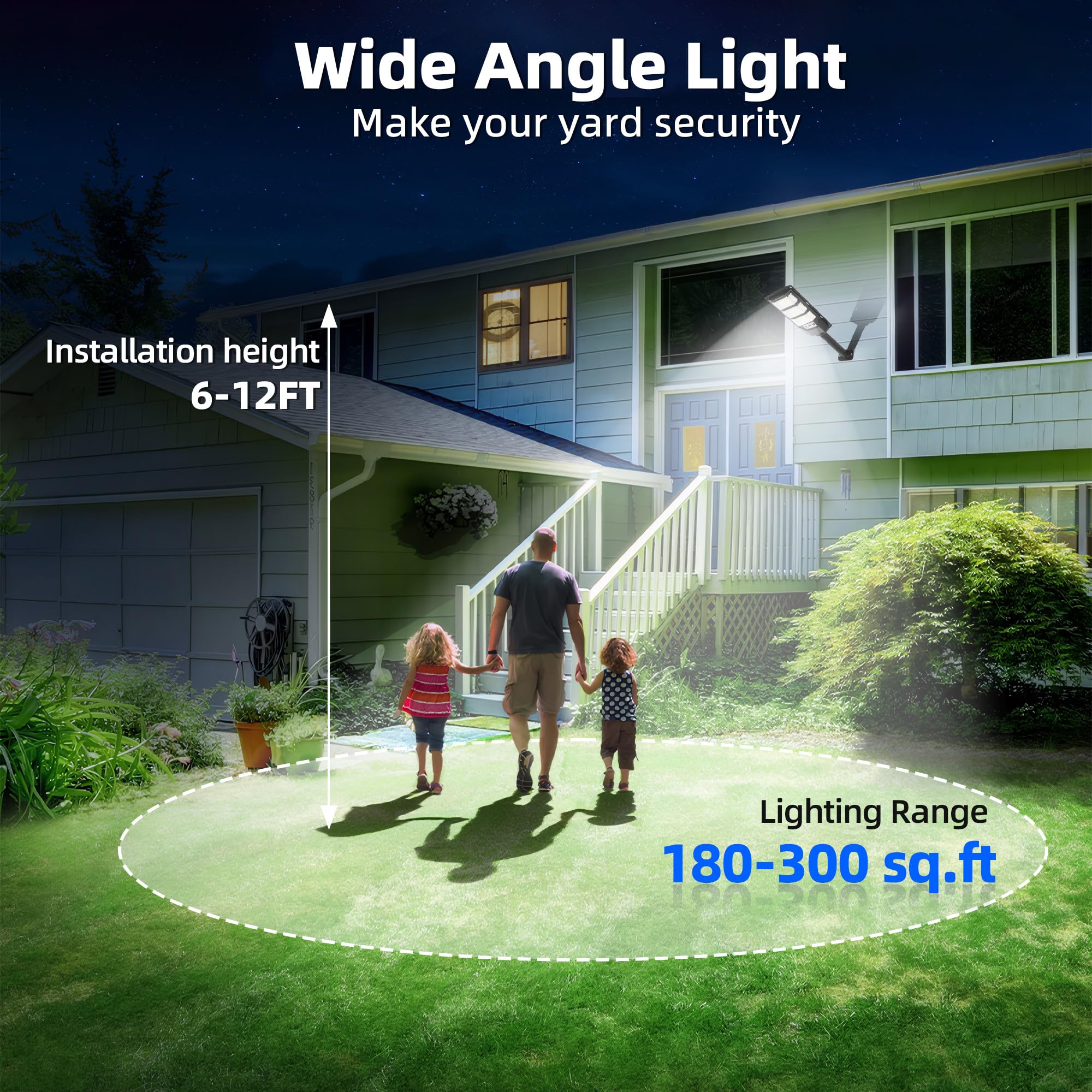 Fowseek Solar Street Lights Outdoor 2 Pack, 6500K Solar Lights Outdoor Waterproof With Motion Sensor, Flood Security Light With