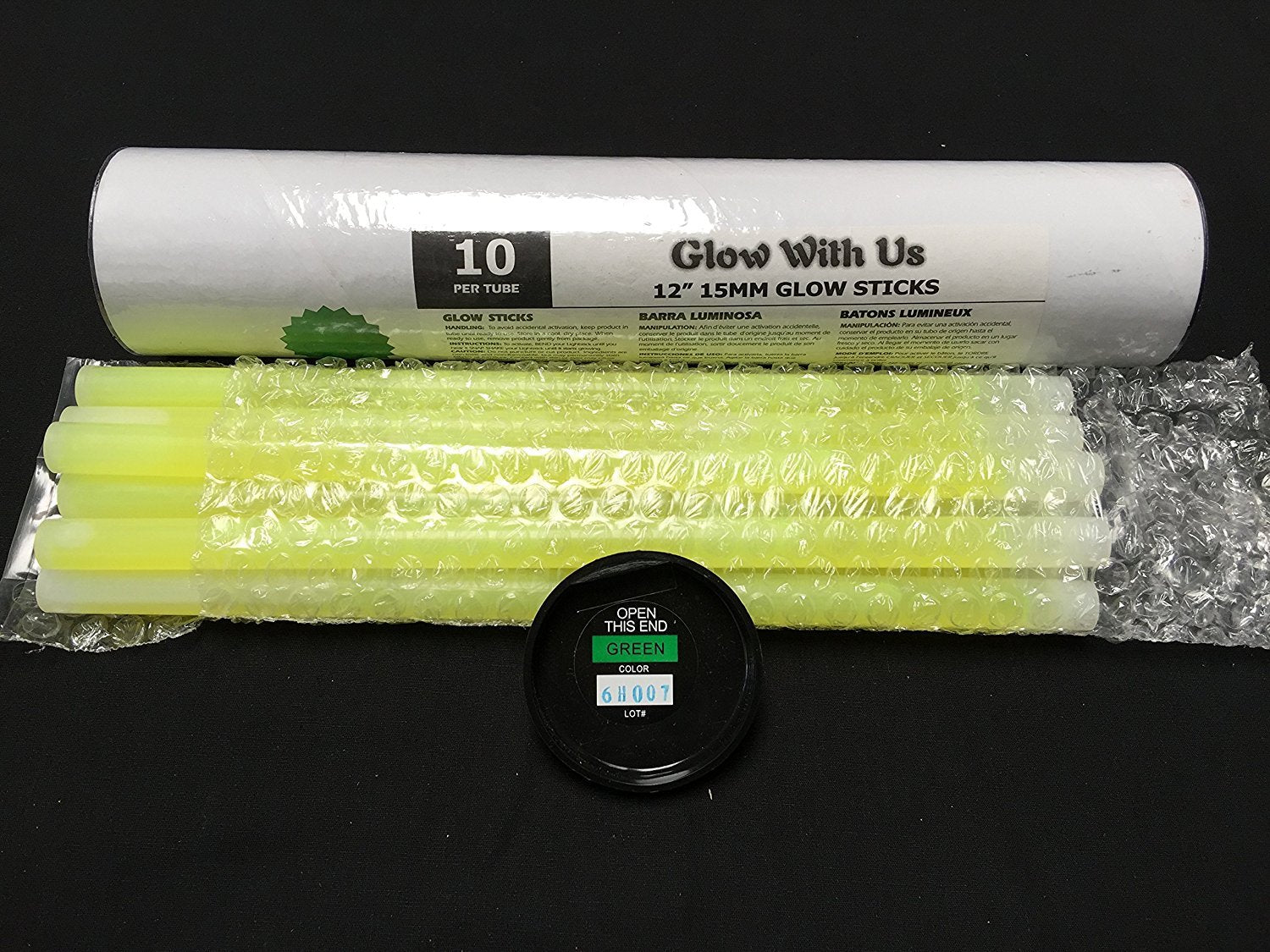 Glow With Us Glow Sticks - 100 Pack, 12” Green Jumbo Light Sticks, 14-Hour Glow, Ideal for Camping & Emergency Use