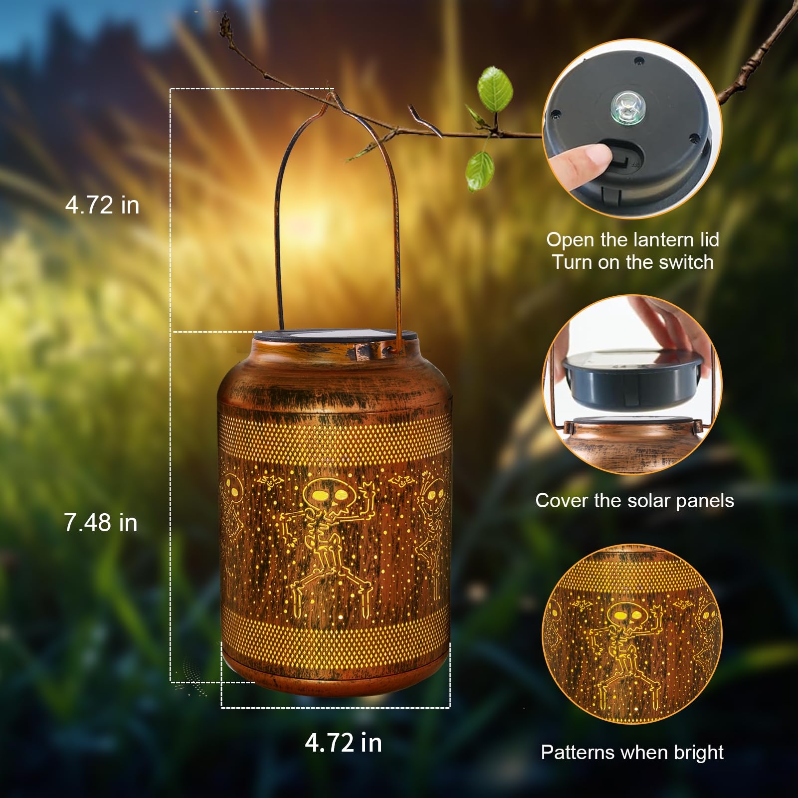 Thanksgiving Gifts Solar Chrismas Decorations Outdoor Lantern  Solar Lights Outdoor Waterproof Led Decorative Garden For Lawn  Landscape  Patio  Porch Hanging Lantern For Women  Ladies  Mom  Grandma