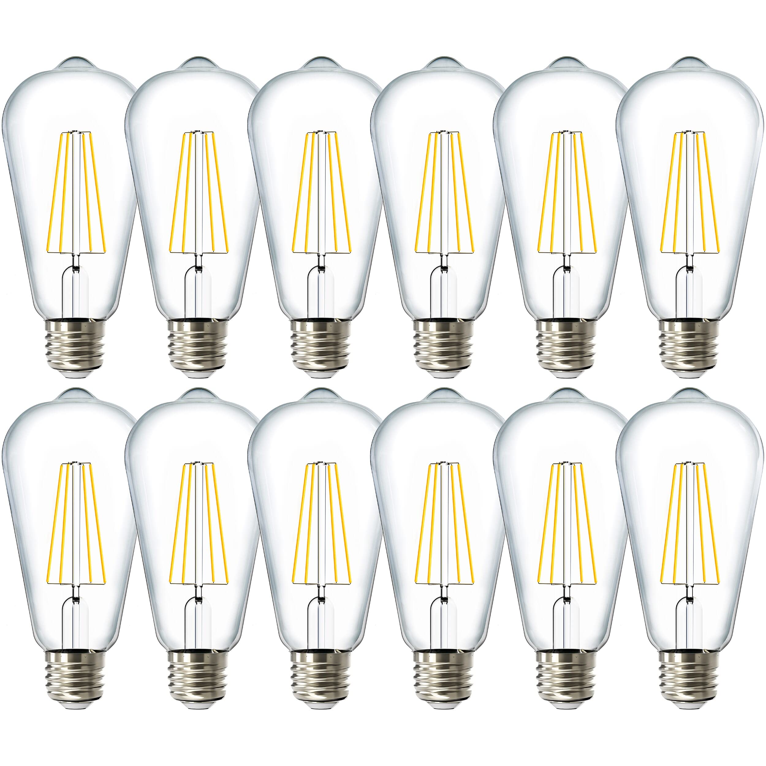 Sunco 12 Pack 60W Vintage Led Edison Bulbs Equivalent 8.5W Cri92 800 Lumens, Dimmable St64 Filament 3000K Warm White E26 Medium
