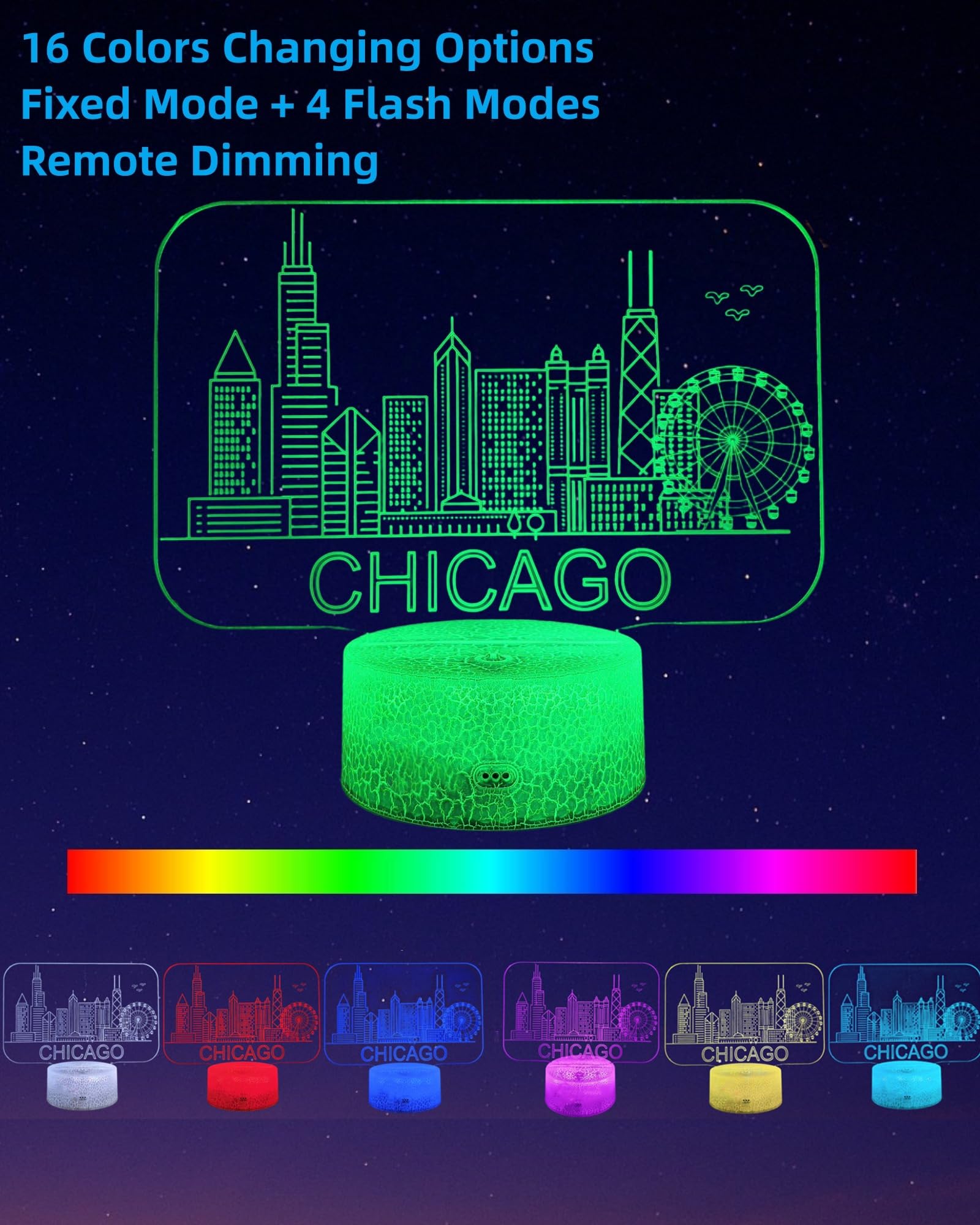 Kenmaca 3D Illusion Lamp Night Light, Multicolor, Touch & Remote Control, Dimmable, Christmas Birthday Gift