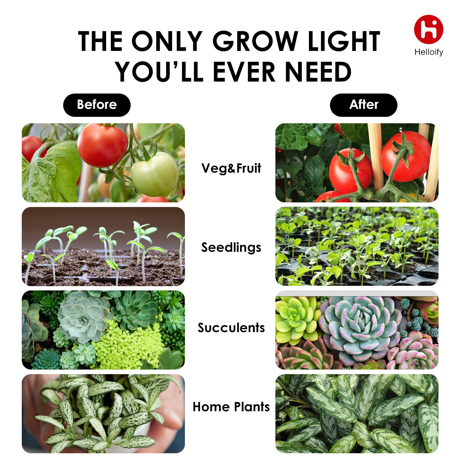 helloify BR30 LED Plant Grow Light Bulb 9W, 2 Count, Ceramic, Pink, Indoor Gardening, White & Red Spectrums