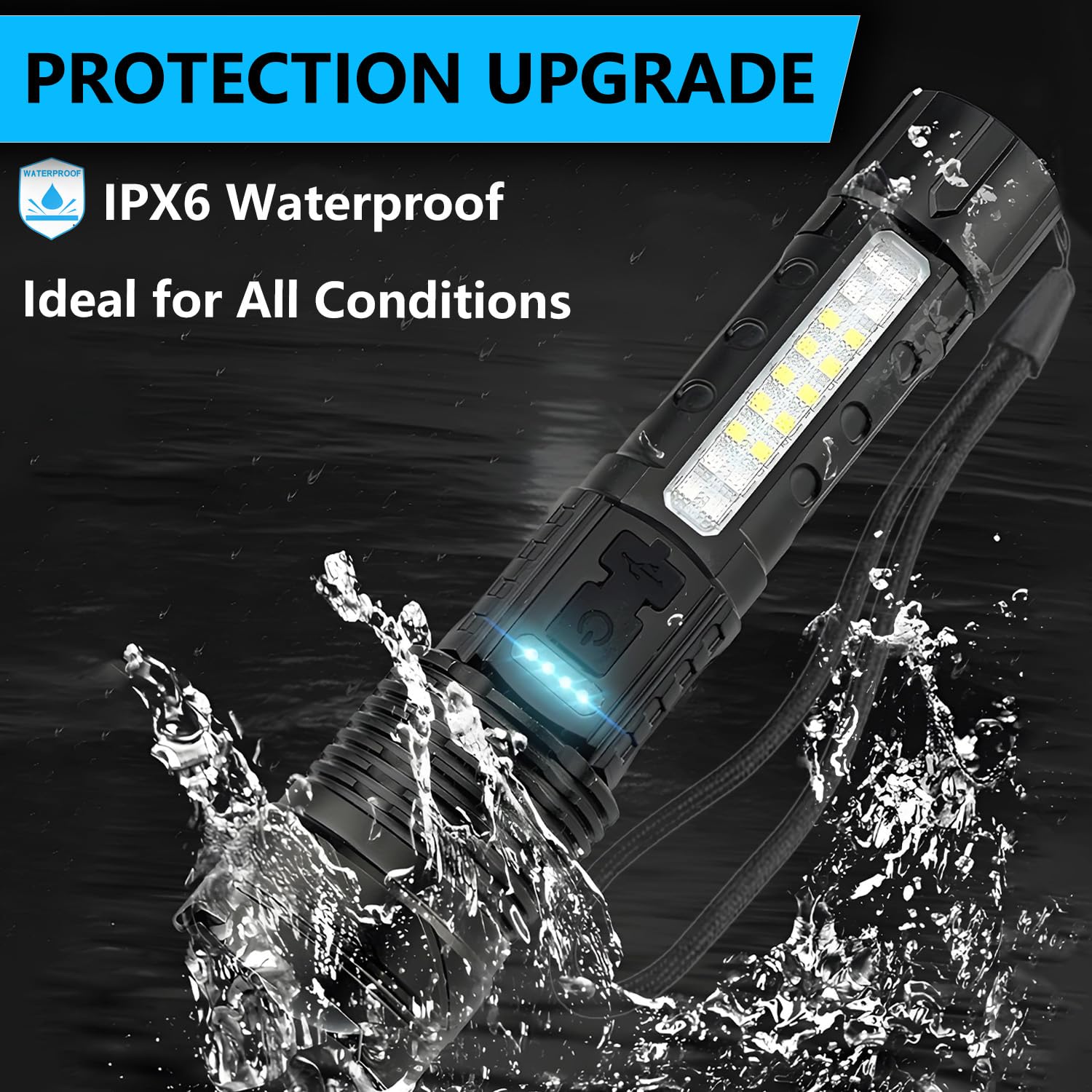 Rechargeable Led Flashlights, 990,000 Lumens Super Bright Flash Light, 7 Modes With Cob Work Light, Ipx6 Waterproof, Adjustable