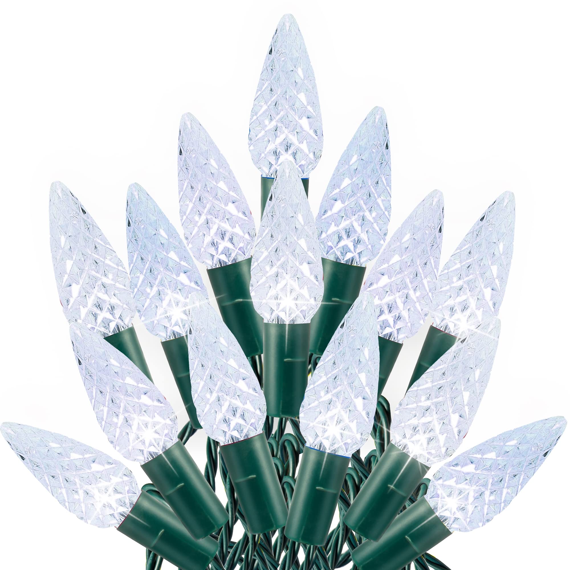 Dazzle Bright C6 Christmas String Lights, 200 LED 66 FT Waterproof Connectable String Lights with Timer, 8 Modes Christmas Lights for Indoor Outdoor Home Garden Yard Xmas Tree Decoration (White)