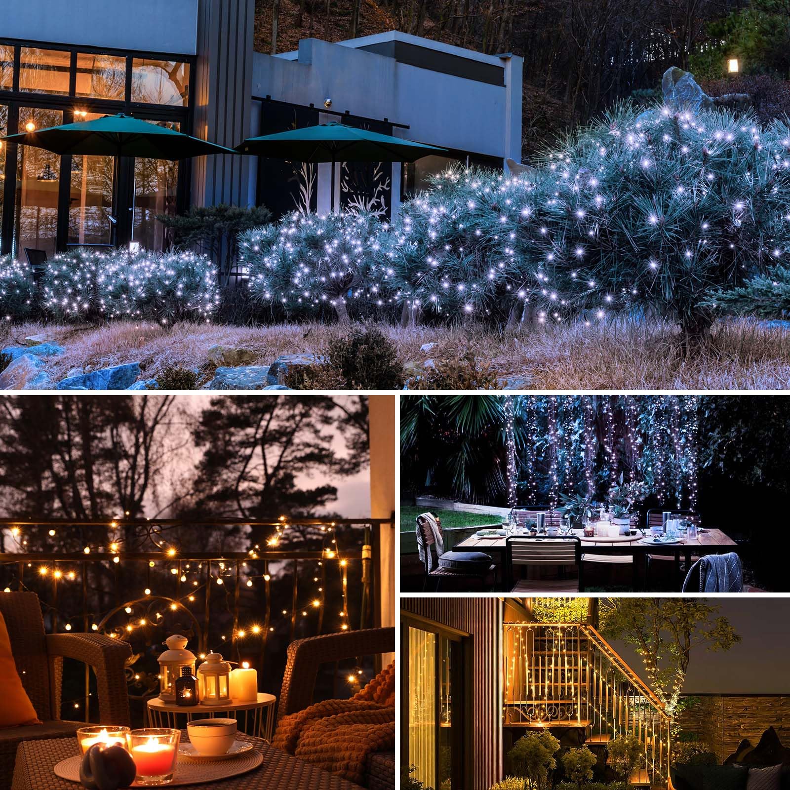 4 Pack Solar String Lights Outdoor - 320Led 132Ft Solar Fairy Lights Outside Waterproof 8 Modes, Copper Wire Solar Powered Twink