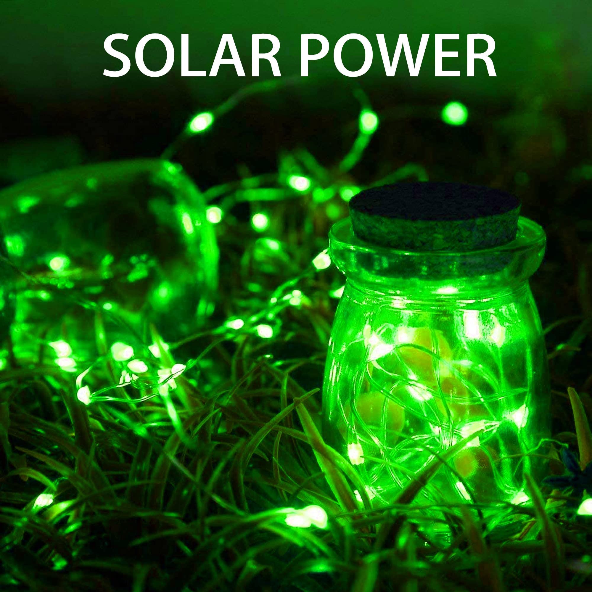 Dazzle Bright 2 Pack Solar String Lights Outdoor, Total 80Ft 240Led St. Patrick'S Day Waterproof Fairy Lights 8 Modes, Copper Wi