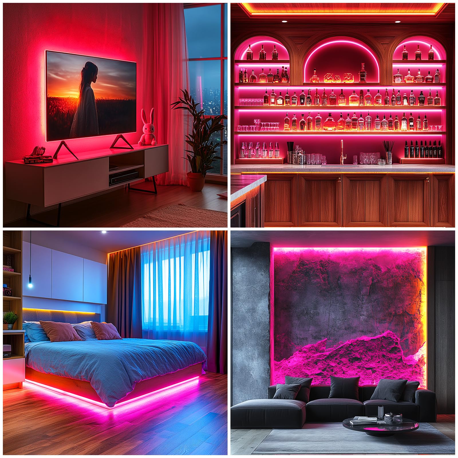 Uvtaoyuan Led Strip Lights Pink 5V Usb Led Lighting Cob Led Strip Light Pink Flexible Led Tape Light Not Dimmable Led Lights, Fo