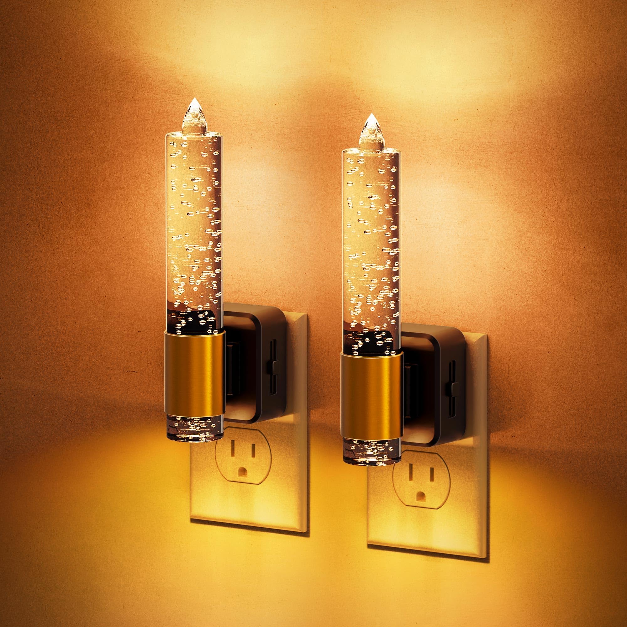 JandCase Night Light  Flameless Candle Night Lights Plug into Wall 2 Pack  Dusk to Dawn Sensor Aesthetic Automatic Nightlight  Amber Dimmable LED Nightlights  Decorative nite light for For Mature Userss Bathroom