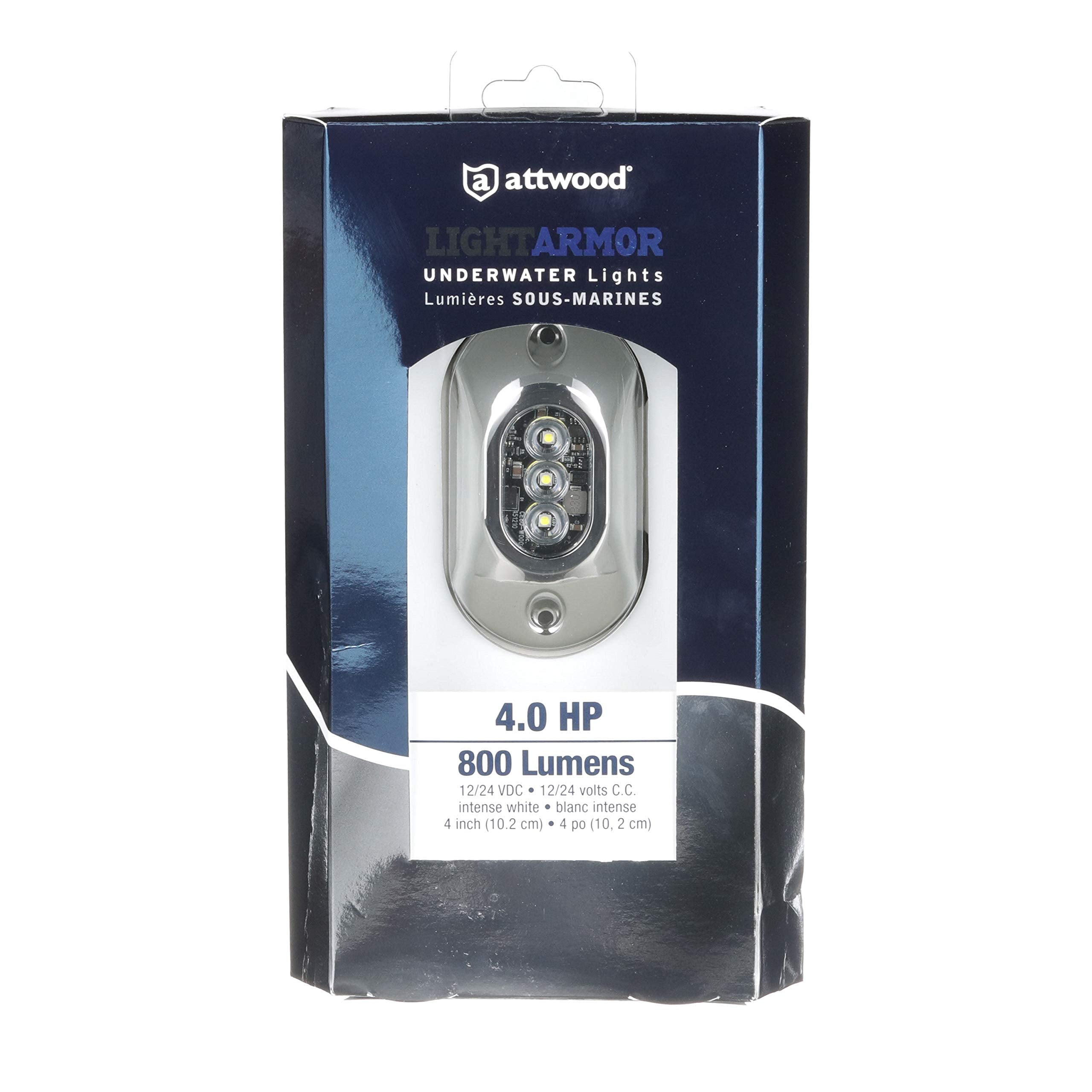 Attwood LED Underwater Light, Stainless Steel Bezel, White Light, Model 65UW03W-7, One Size