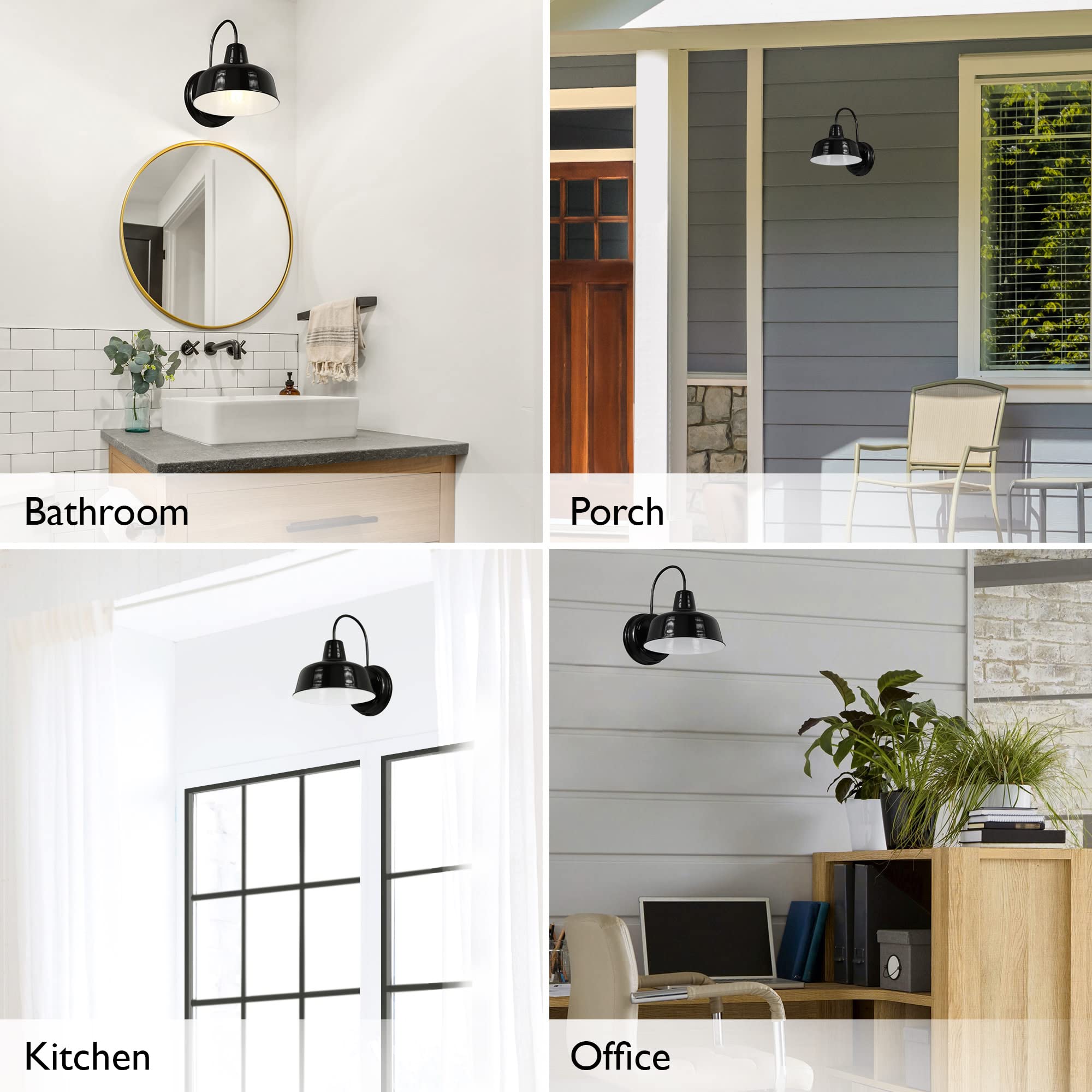 Design House Barn Light - Indoor/Outdoor Wall Mount, 8-Inch, Satin Black, Alloy Steel, Model 579367