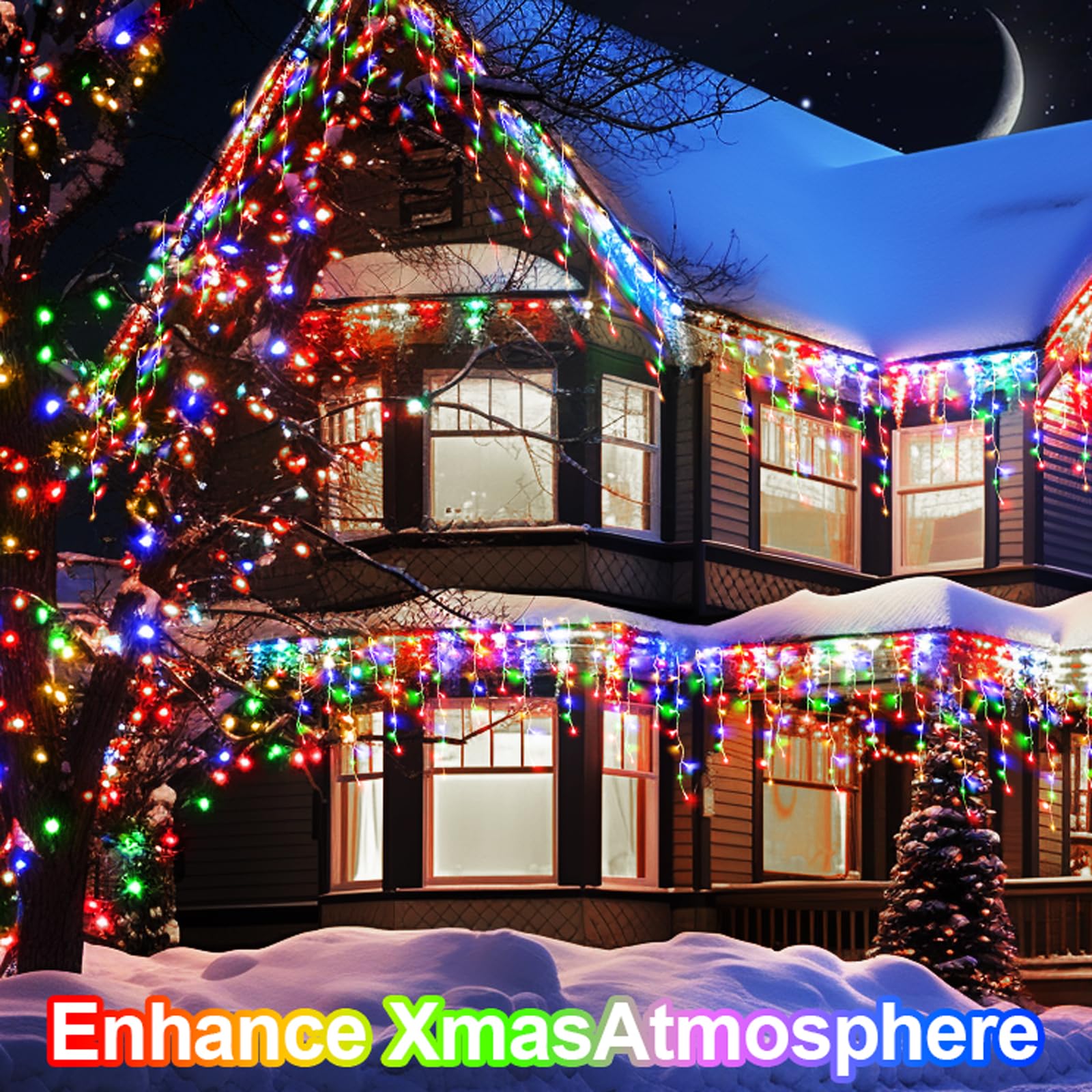 Jxledayy Christmas Lights Super Long 1280 Led 131 Ft Led String Lights With 240 Drops Plug In 8 Modes Christmas Decoration For H