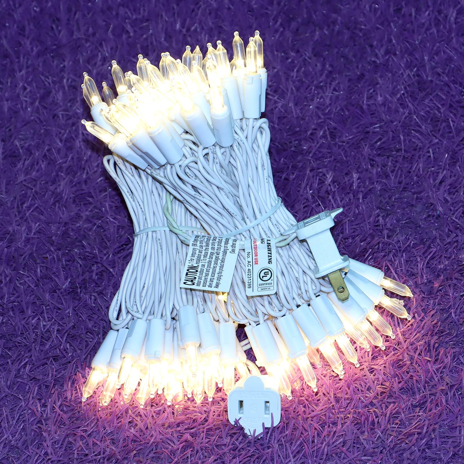 Lucky Shine 100 Led Warm White Christmas Lights, Ul Certified And Commercial Grade White Wire String Lights 35 Ft, For Indoor An