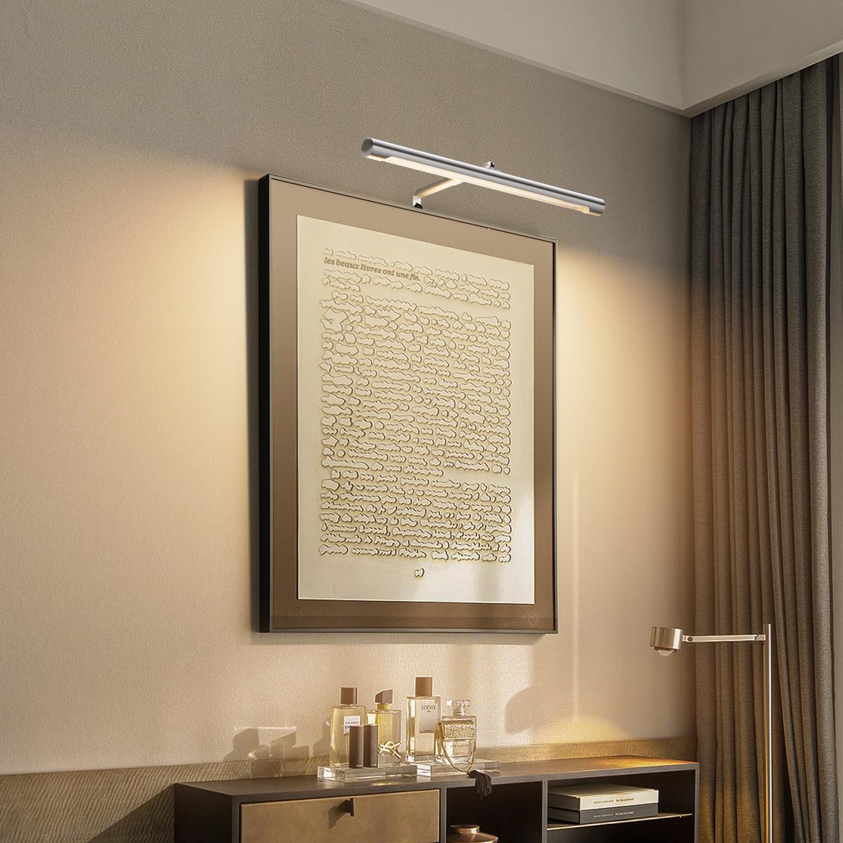 Coinmit 16" Adjustable LED Picture Light with Remote Control, Nickel Finish for Art Display, Model 9952