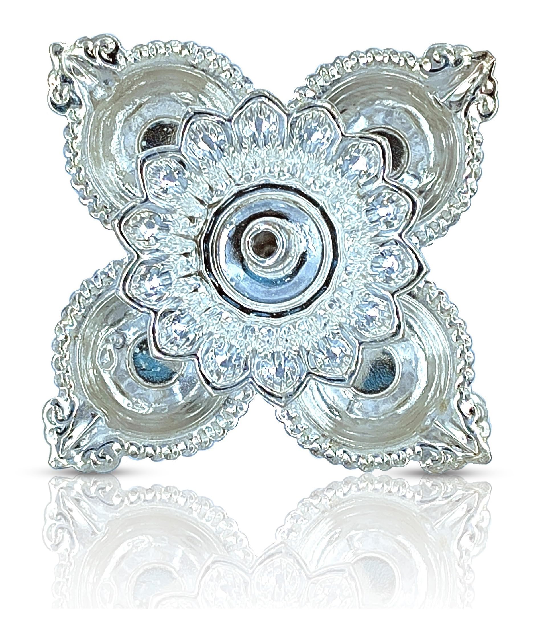 Bengalen Silver Plated Diya, Handmade Daily Oil Lamp, Pack Of 1, Red Velvet Gift Box, Traditional Indian Deepawali Decoration