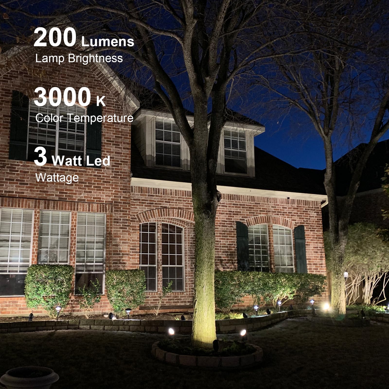 GOODSMANN Landscape Lighting Kit 8PK 3W LED 200 Lumen Metal Flood Lights 3000K Warm White Model GG9121-16501-08A