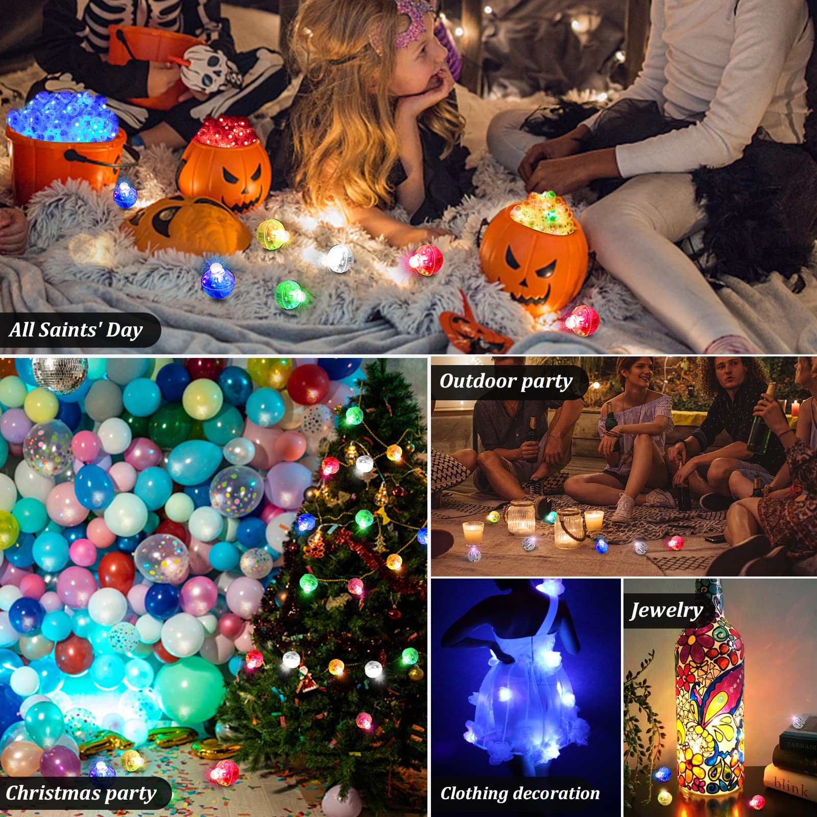 ZGWJ Mini LED Lights for Party Decorations, 100 Pcs, Glow Steadily White, Model A01-Mini, Plastic