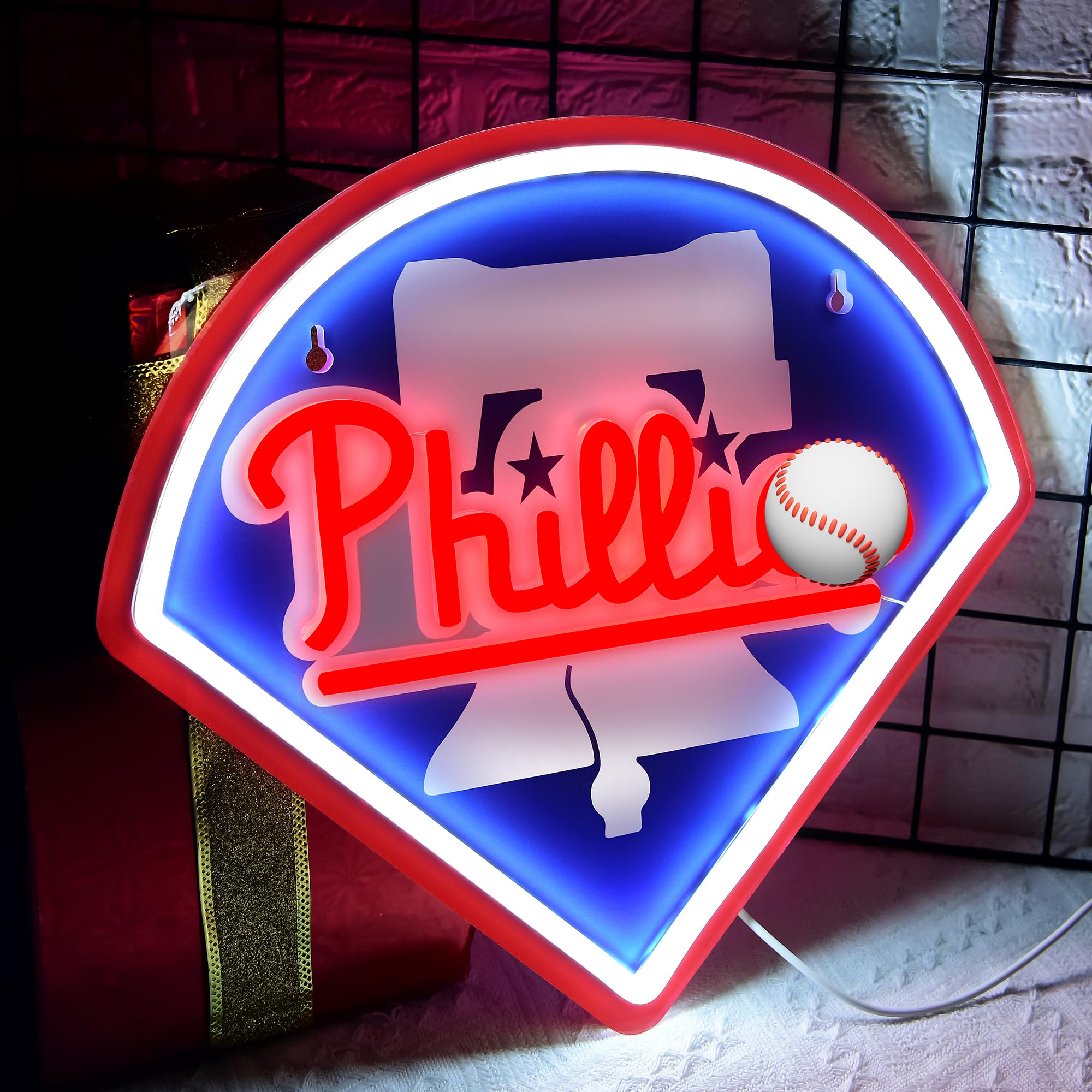 Brineon Baseball Neon Sign - Red Acrylic LED Wall Decor, 13.3x12.2in, USB Powered for Man Cave, Bedroom, Bar, Party Gifts
