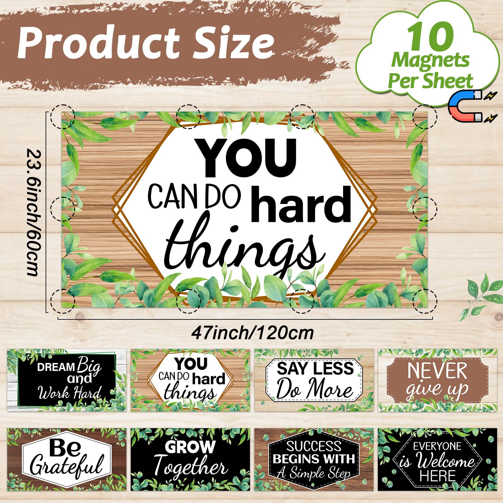 Wiooffen 8 Pcs Fluorescent Light Covers, 4 x 2 Feet, Magnetic, Polyester, Farmhouse Brown, Easy Install for Classroom & Office