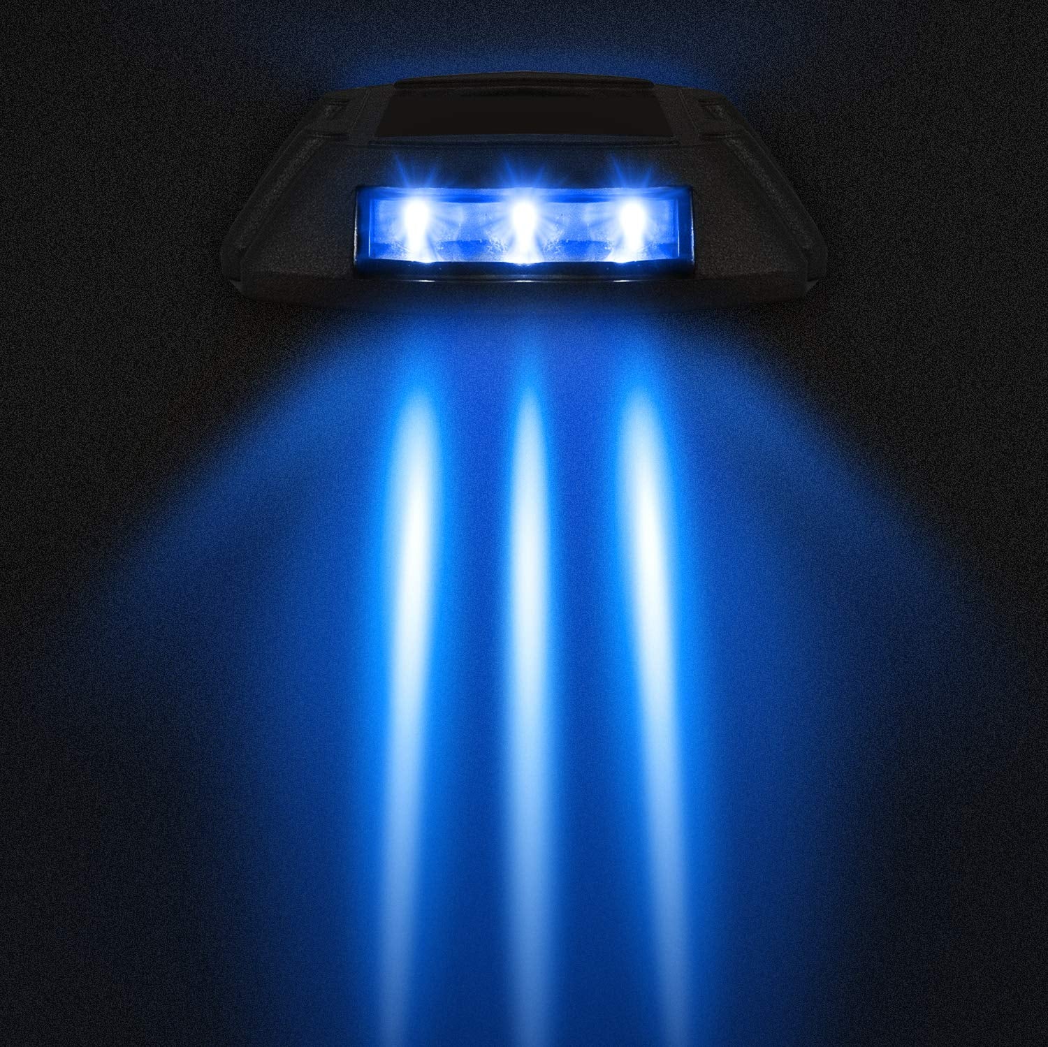 Jiguoor Solar Deck Lights Led Driveway Lights Solar Powered Dock Light Outdoor Ip68 Waterproof Road Markers For Step Sidewalk Stair Boat Garden Ground Pathway Yard (Blue, 1 Pack)