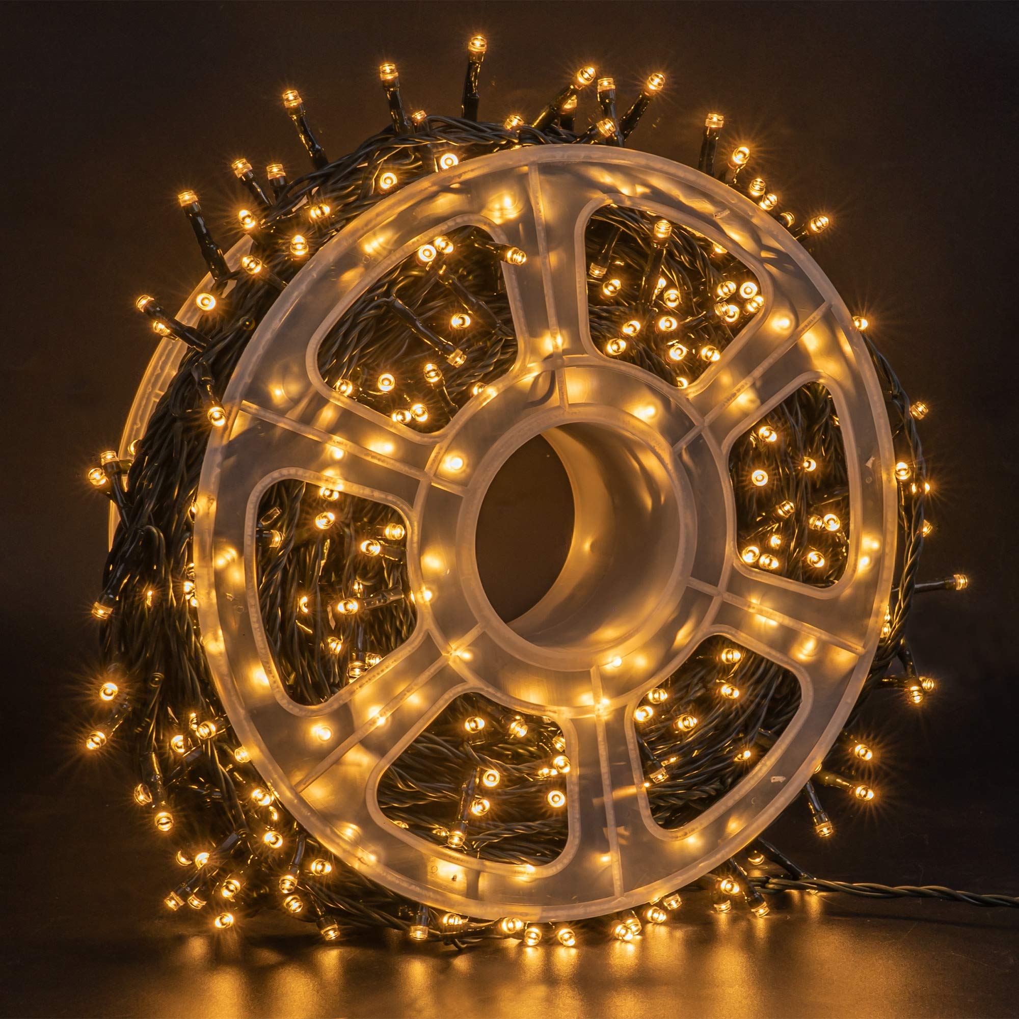 FUNPENY LED String Lights 500 LED Warm White Waterproof Green Wire 8 Modes Model HB-500COI