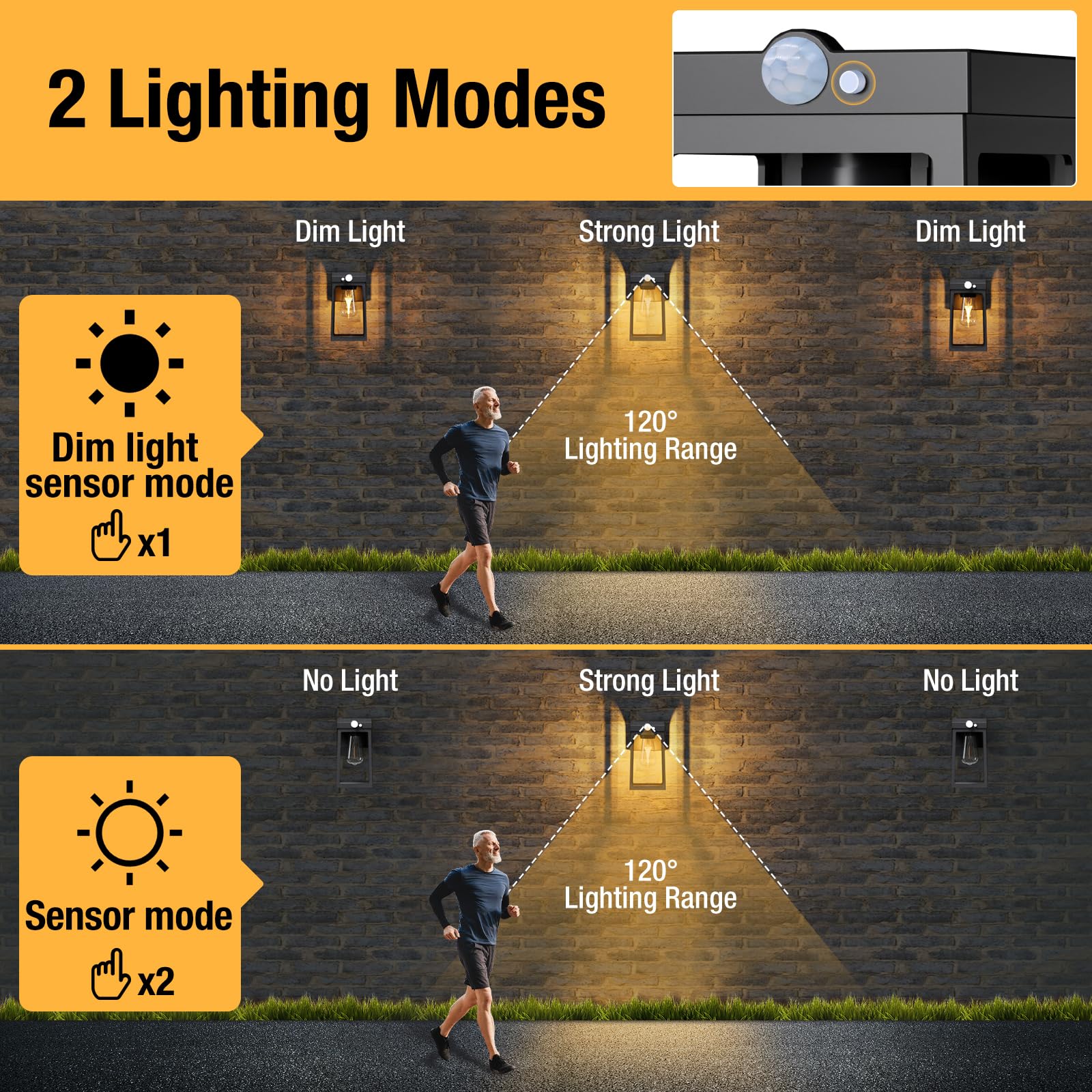[2 Pack] Solar Porch Lights Outdoor Motion Sensor, Solar Wall Lights With 2 Modes & Waterproof, Dusk To Dawn Led Outdoor Solar L