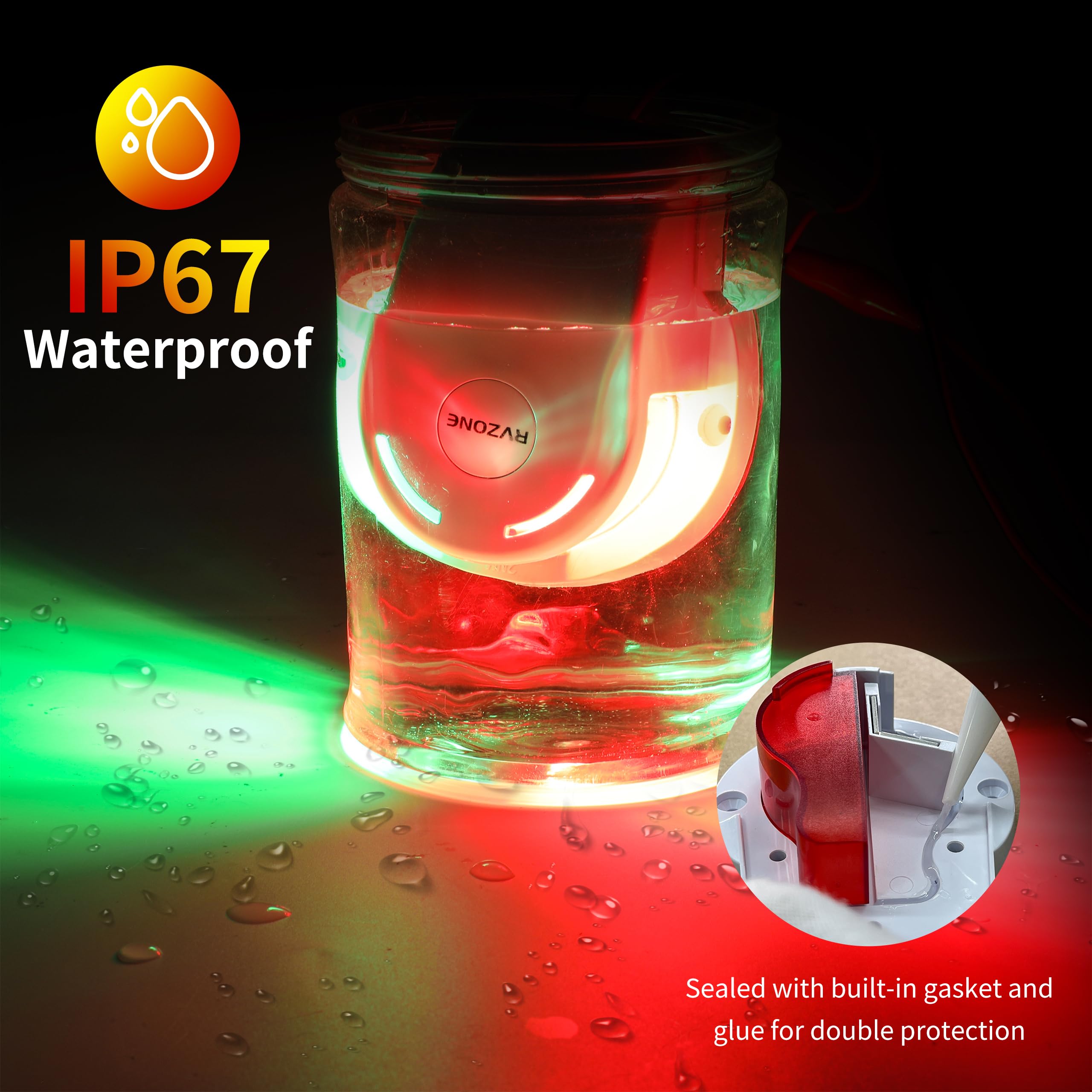 Rvzone Navigation Lights For Boats, Led Ip67 Waterproof For Bow, Ideal For Pontoon, Yacht, Power And Small Boats (White)