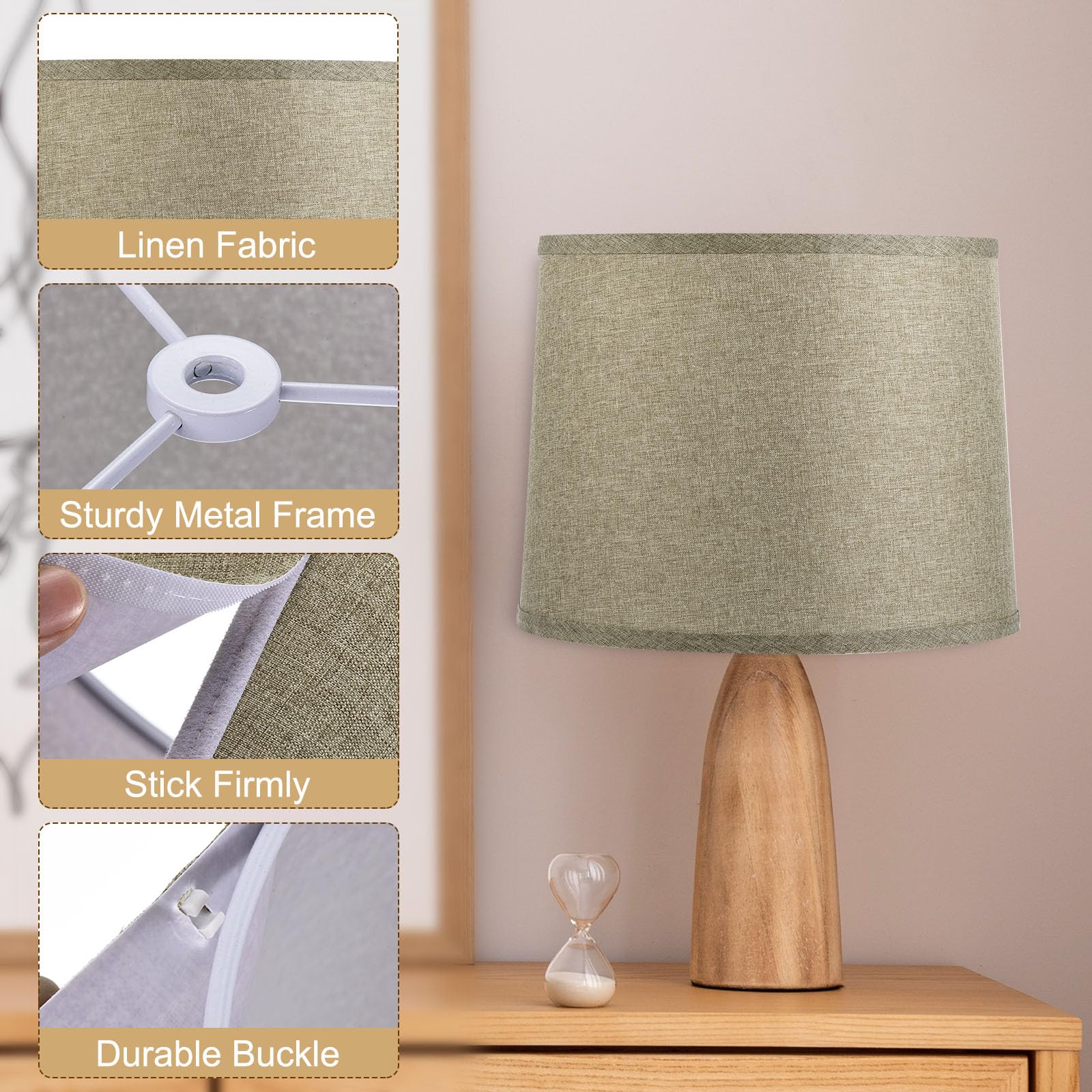 PATIKIL Drum Lamp Shade for Table Lamps, Light Brown Linen, 11.4in Top x 12.6in Bottom x 9.8in High, Model pta230518tt